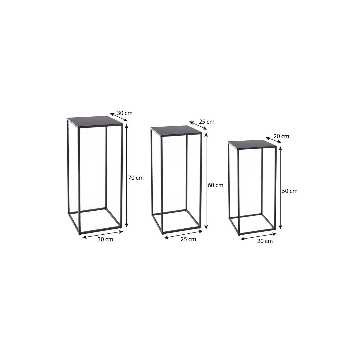 Mica Decorations Beistelltisch Mica Decorations Quinty Beistelltisch schwarz Satz von 3 - l30xb30xh70