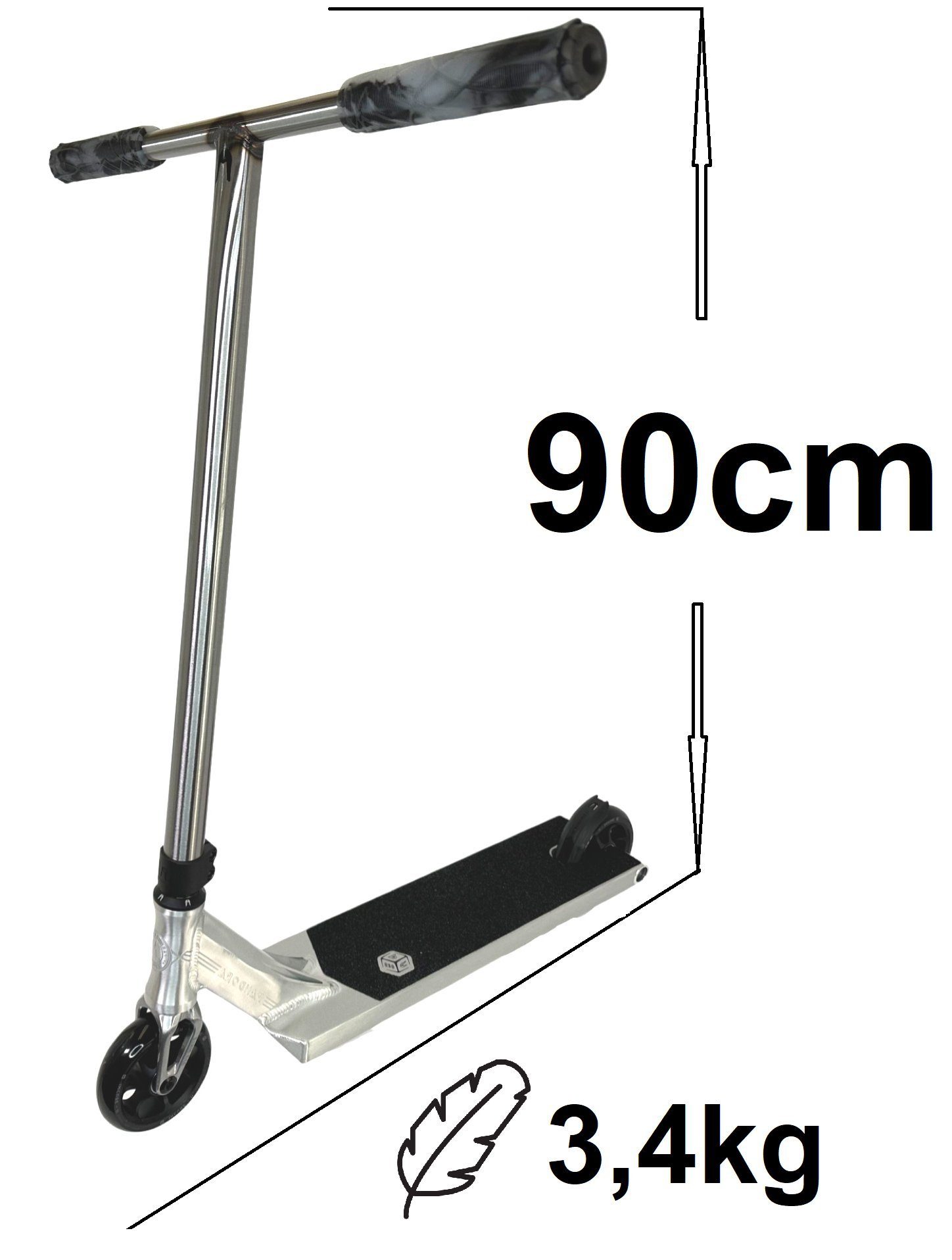 Silber L Ethic DTC 3,4kg Stunt-Scooter DTC Ethic Pandora H=90cm Stuntscooter