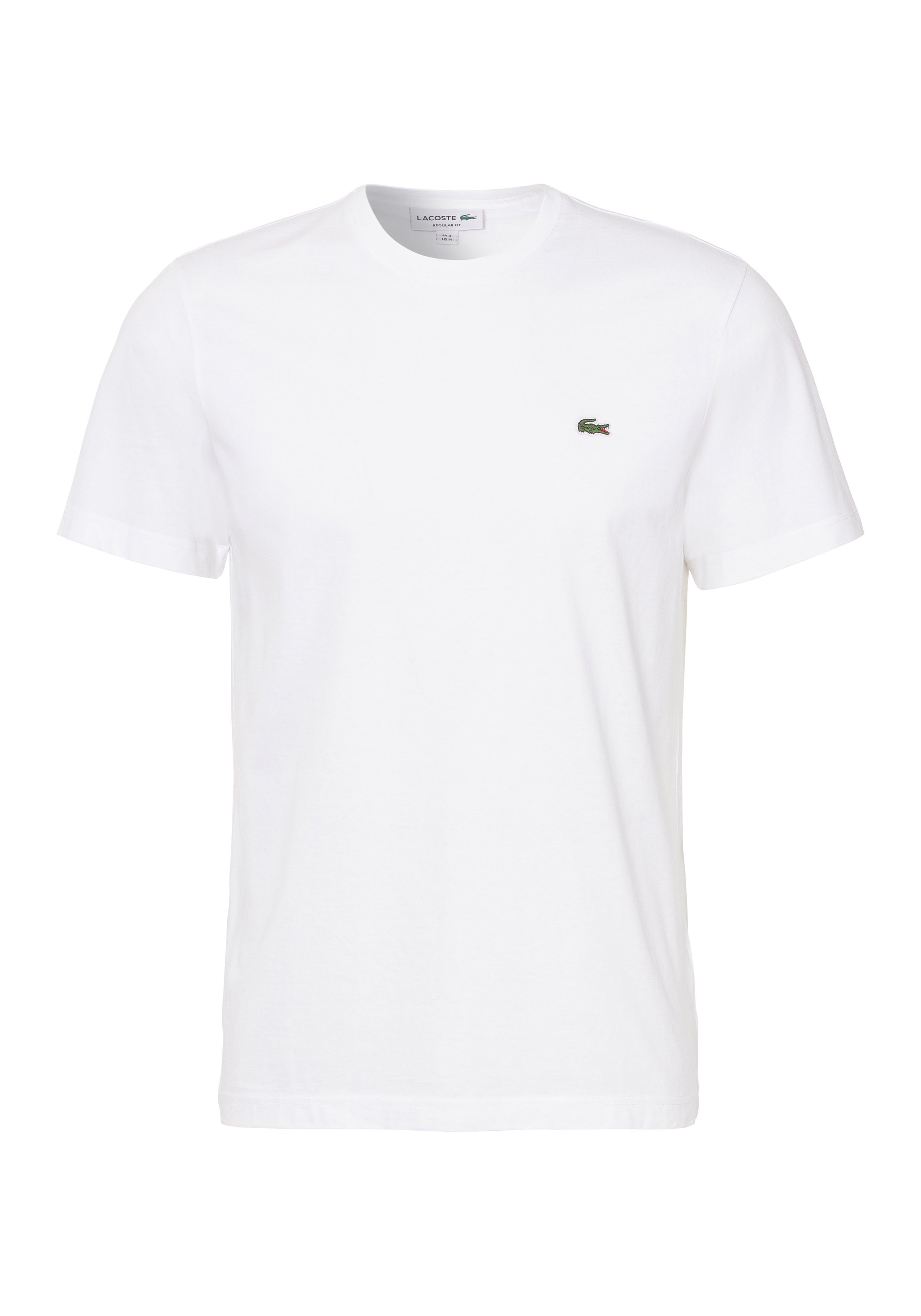 (1-tlg) Lacoste weiß Rundhalsausschnitt T-Shirt mit