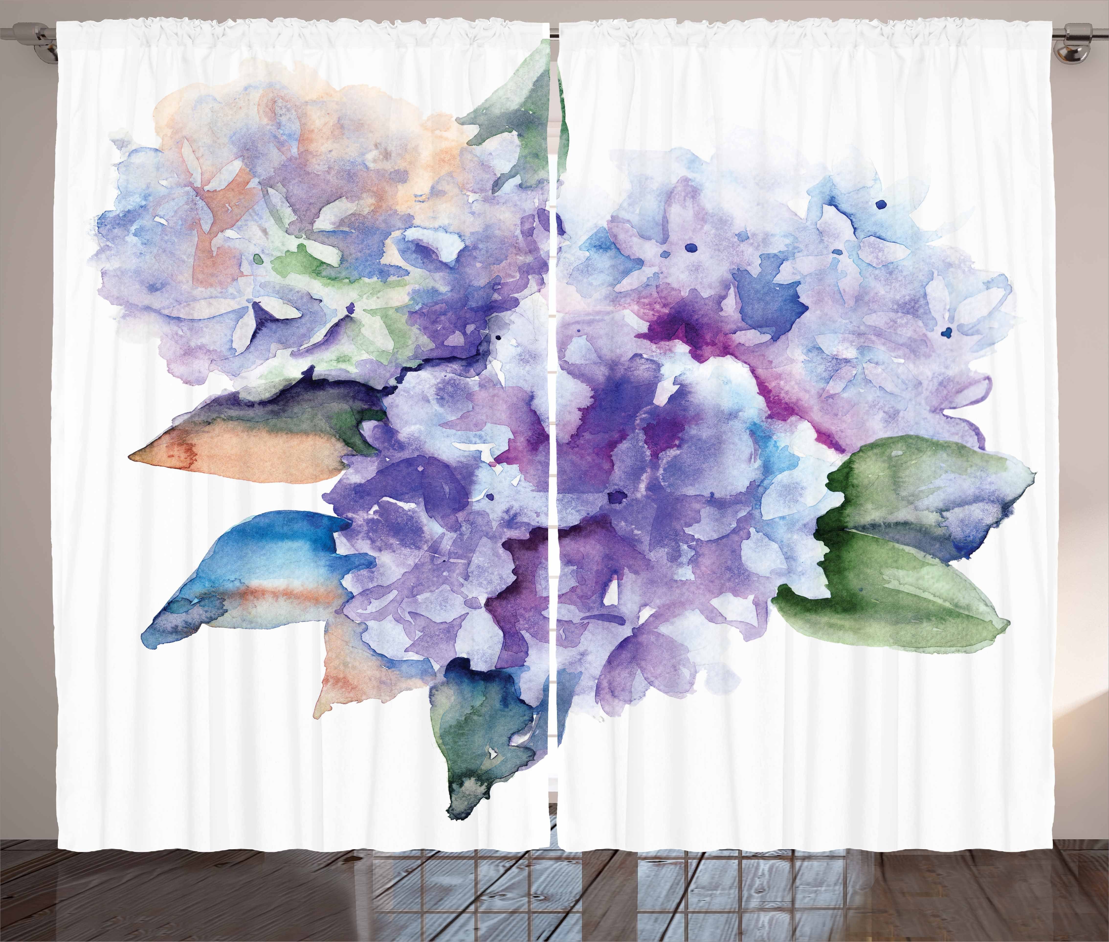 Haken, Abakuhaus, Vorhang Schlaufen Kräuselband Blooming und mit Gardine Schlafzimmer Aquarell Hydrangea