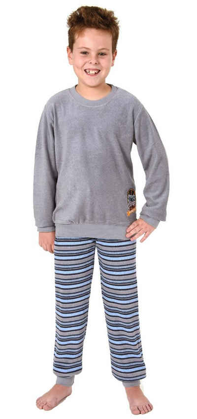 Normann Pyjama Jungen Frottee Pyjama langarm mit Bündchen und Stickerei - 291 13 577