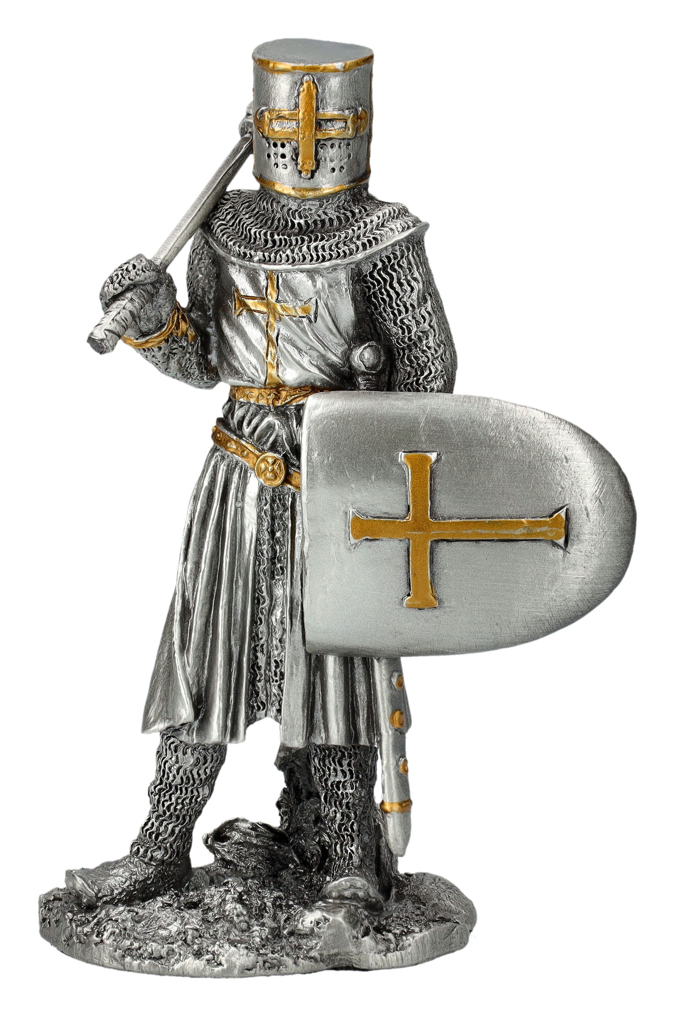 Figuren Shop GmbH Dekofigur Zinnfigur - Kreuzritter mit Axt und Schild - Veronese - Dekofigur Deko