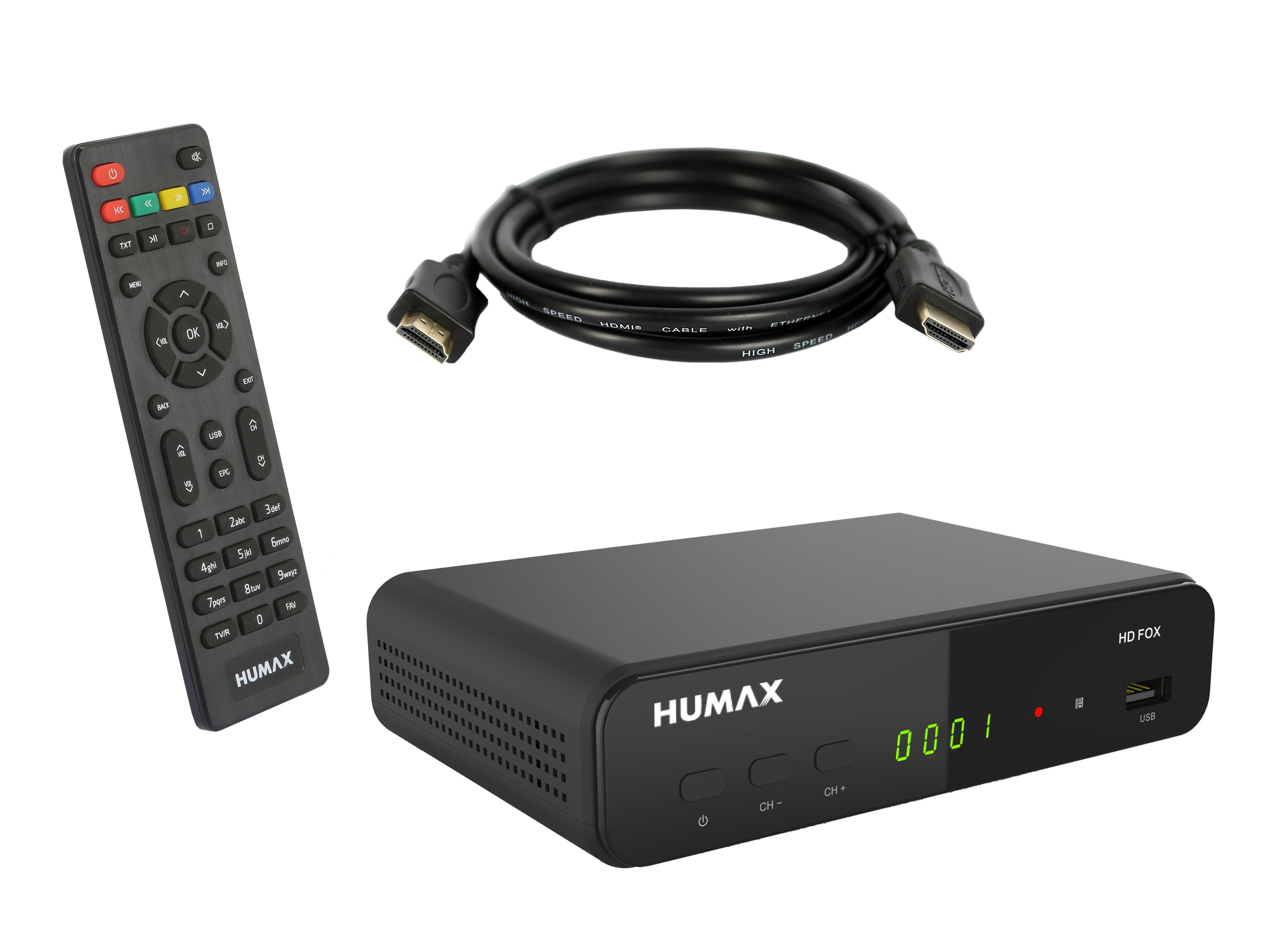 Humax 1,5m) SAT-Receiver (HDMI, Bundle Kabel, SCART, HD HDMI Fox