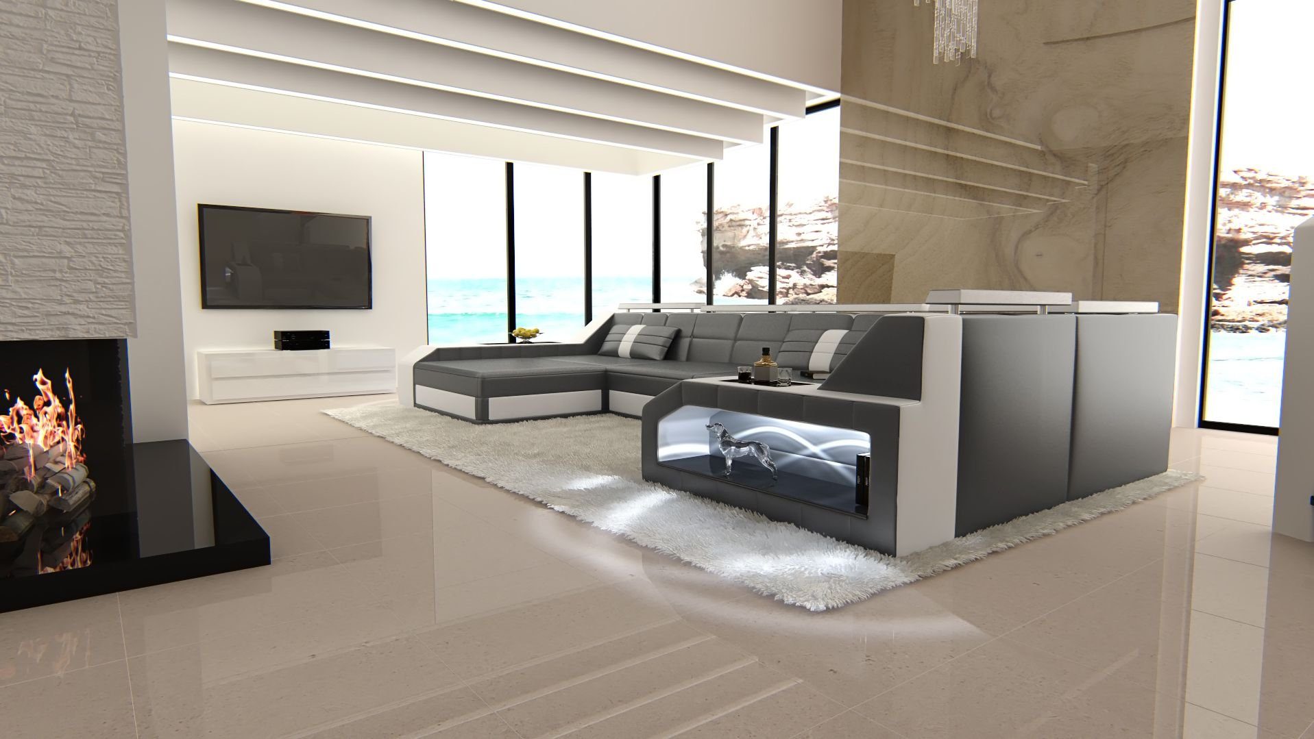 Sofa Dreams Wohnlandschaft Sofa Leder Ledercouch günstig online kaufen