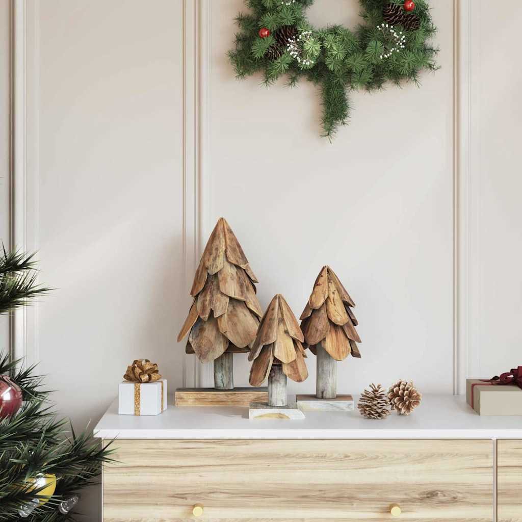 vidaXL Künstlicher Weihnachtsbaum Weihnachtsbaum 3 stk. Braun 40 cm Massivholz