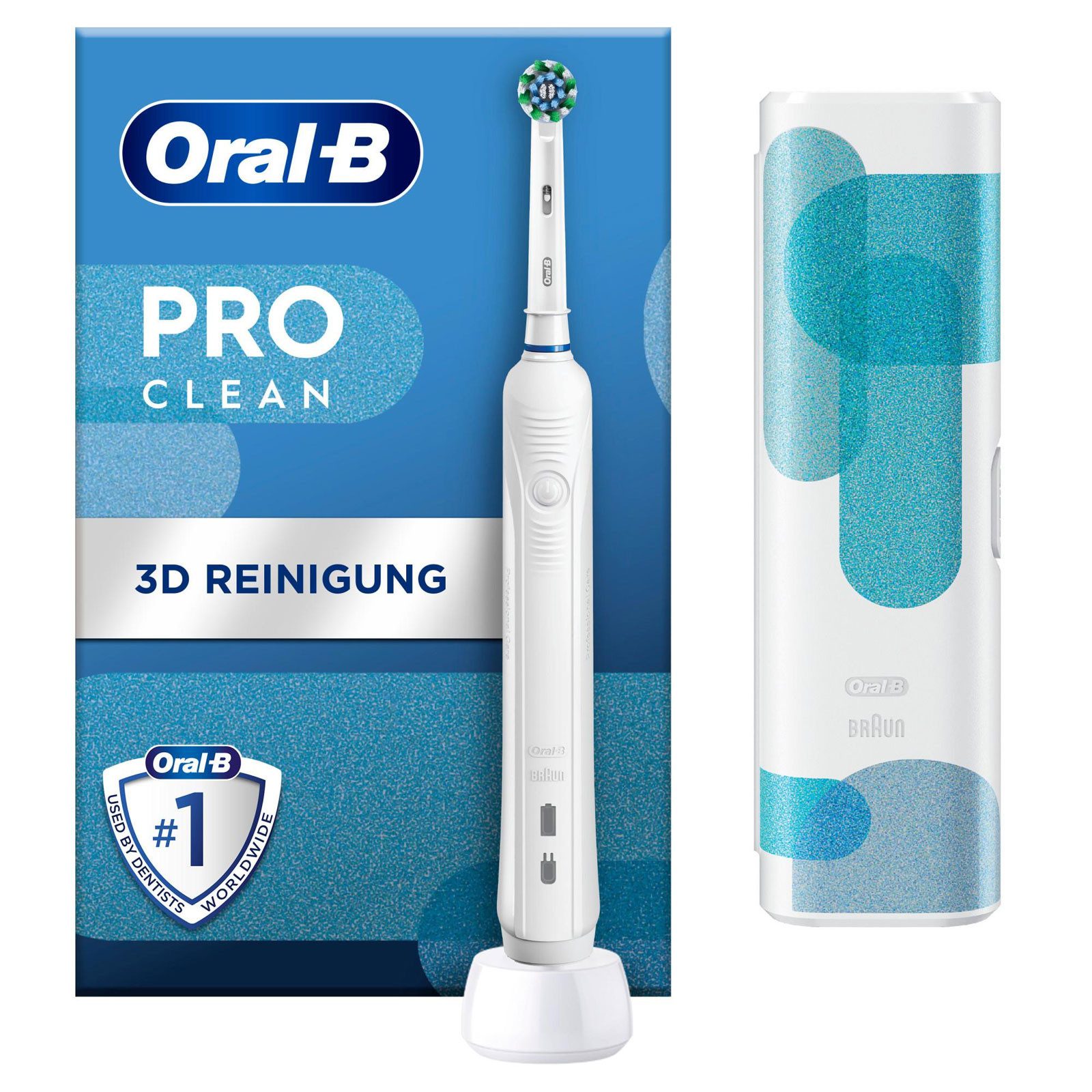 Oral-B Elektrische Zahnbürste Oral-B Pro 1 Clean Zahnbürste Elektrische Zahnbürste, mit 3D-Reinigungstechnologie, mit Timer, mit Reise-Etui