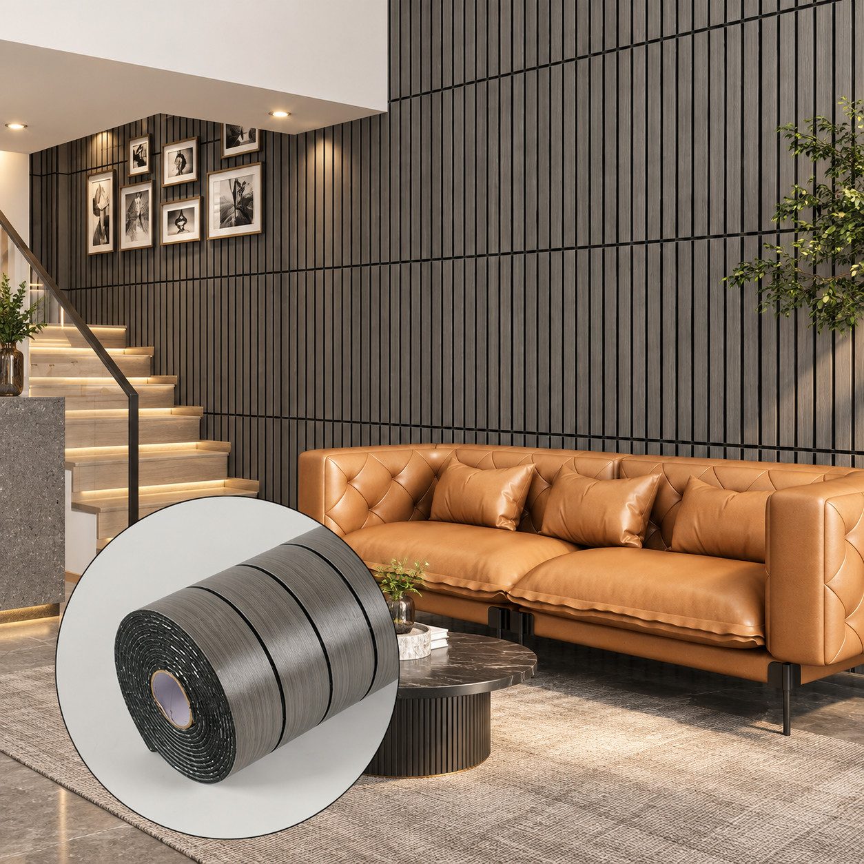 JASLIFE Wandpaneel 3D Wandverkleidung selbstklebend, Holzoptik, Rillenoptik, (Einzelartikel, 1-tlg., 1 Rolle, 40 x 300 cm) Selbstklebend, wasserabweisend, flexibel und zuschneidbar