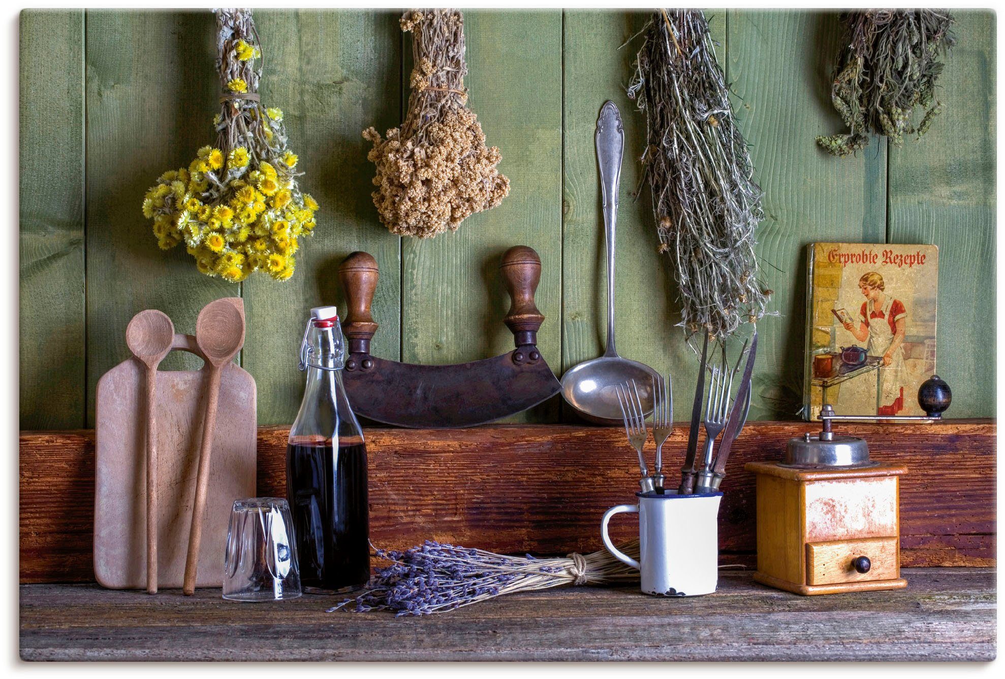 Artland Wandbild Rustikale Küchenszene, Innenarchitektur (1 St), als Leinwandbild, Poster in verschied. Größen