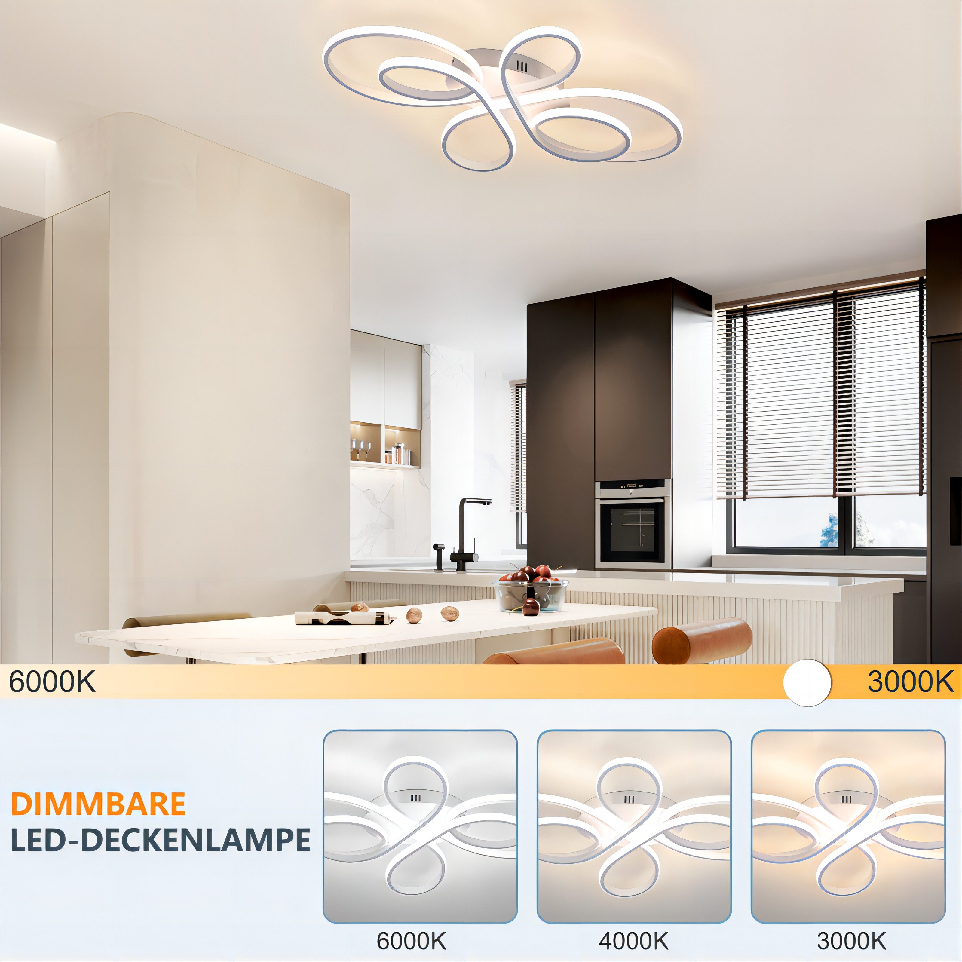 Nettlife LED Deckenleuchte Schwarz Dimmbar Wohnzimmer 65W Modern 40/66/80/1 günstig online kaufen