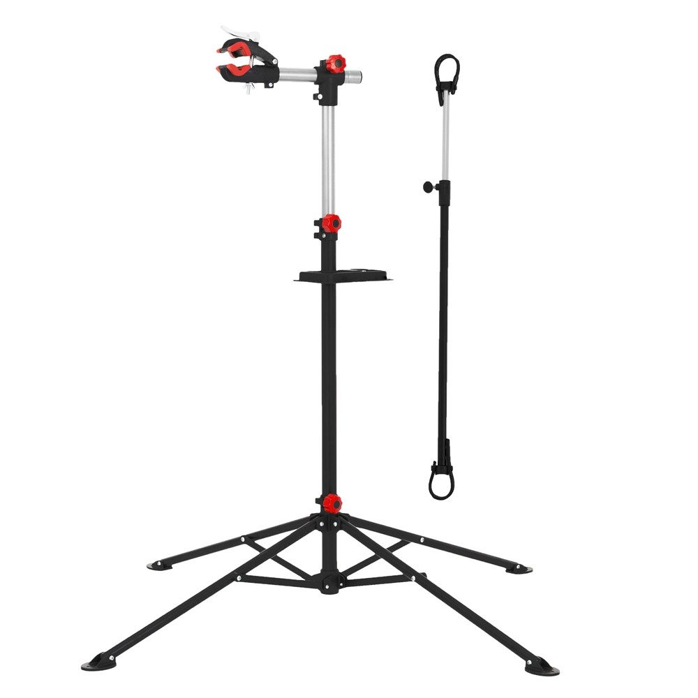 ECD Germany Fahrradhalter Reparaturständer Montageständer 360° drehbar E-Bike MTB Profi, Fahrrad-Montageständer höhenverstellbar 105-185cm max. 50kg schwarz