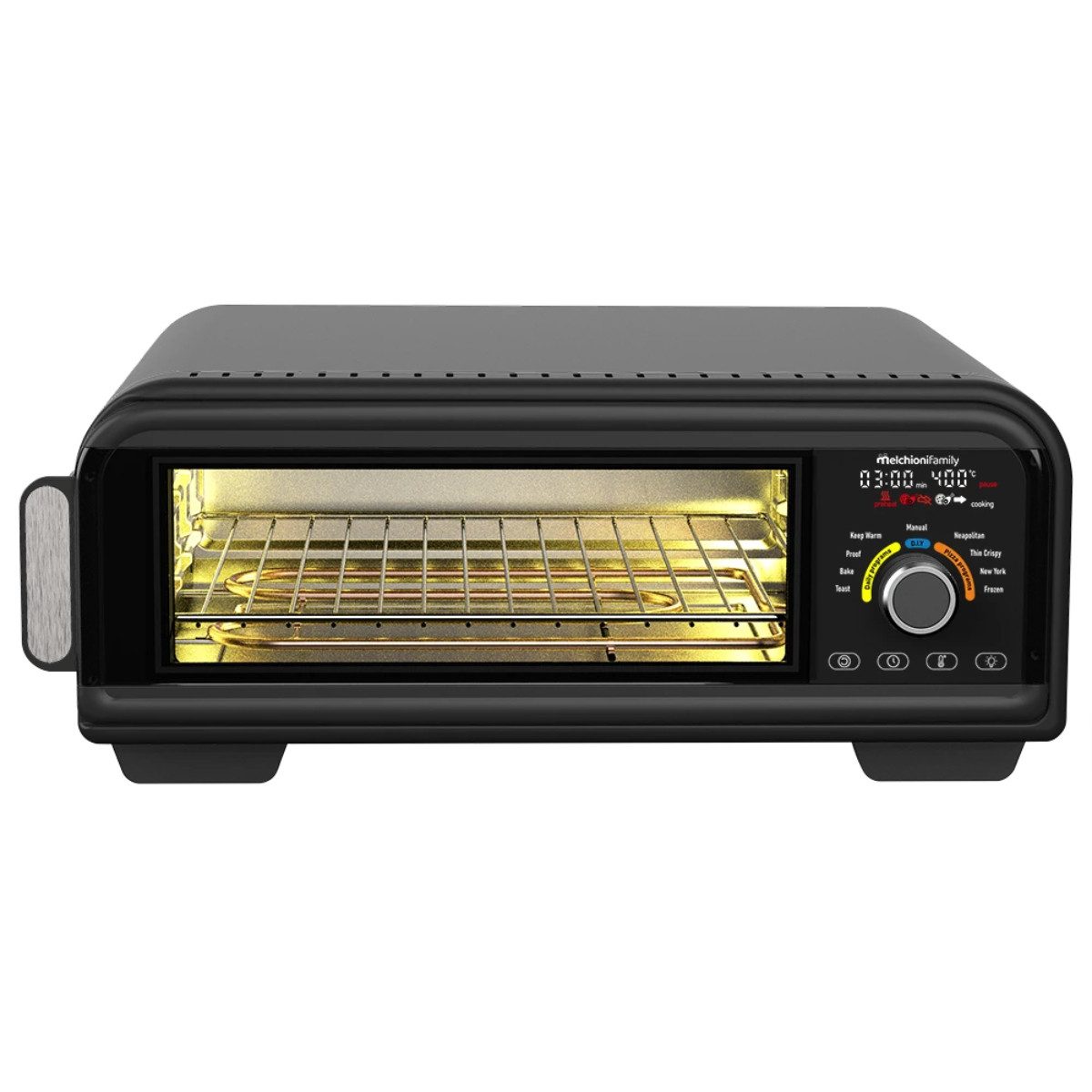 Melchioni Heißluftfritteuse PIZZA FRY 18L, 2000 W, 2in1 Pizzaofen und Heißluftfritteuse mit 400°C