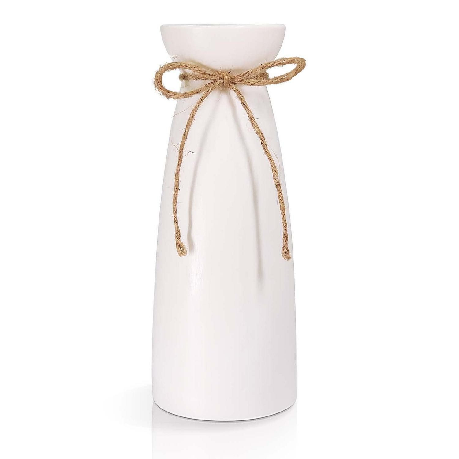LuxusKollektion Tischvase Vase Keramik Weiß Minimalistisch (1 St)