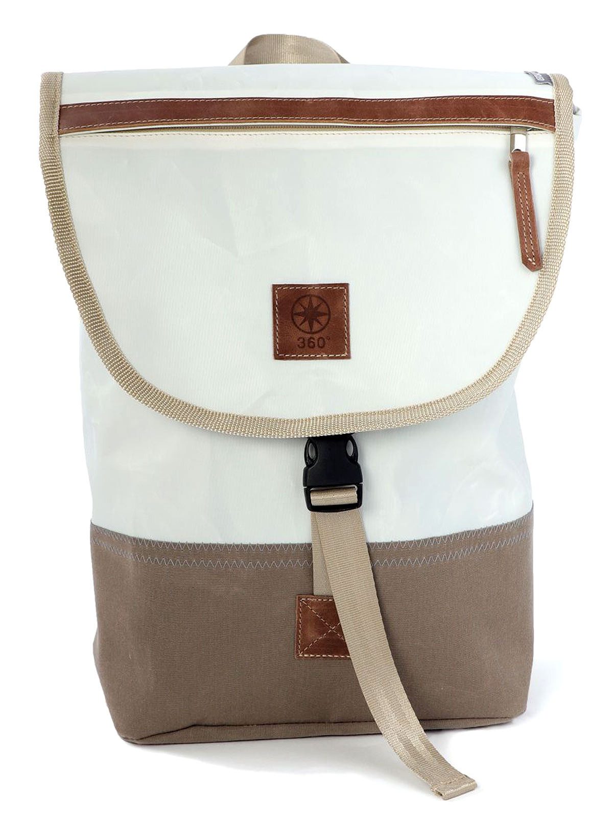 360Grad Rucksack Rucksack Landgang Mini Weiss Grau, recyceltes Segeltuch