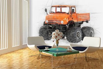 WandbilderXXL Fototapete Orange Mog, glatt, Classic Cars, Vliestapete, hochwertiger Digitaldruck, in verschiedenen Größen