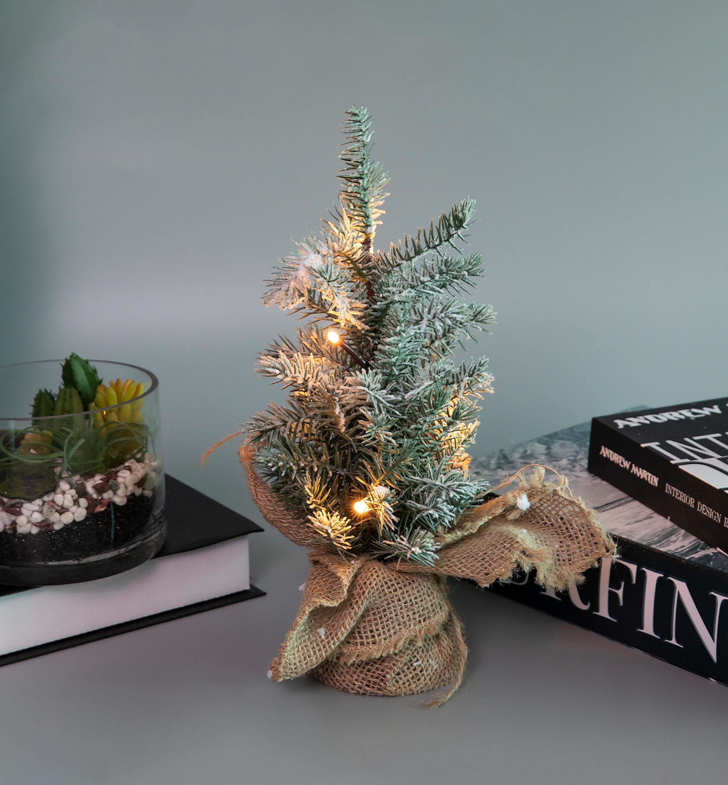 IC Winterworld Künstlicher ca. beschneit 5 Tisch beleuchtet, Kleiner Tannenbaum mit künstlicher batteriebetrieben Lichtern 30 LED hoch, cm Weihnachtsbaum Tannenbaum
