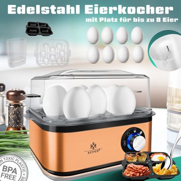KESSER Eierkocher, für 1 bis 8 Eier elektrisch aus Edelstahl 500W & Warmhaltefunktion