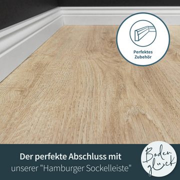 Bodenglück Vinylboden Klick-Vinyl Stralsund, Braun, natürliche Holzoptik mit Trittschalldämmung, 1220 x 225 x 5 mm, Paketpreis für 2,2m², TÜV geprüft