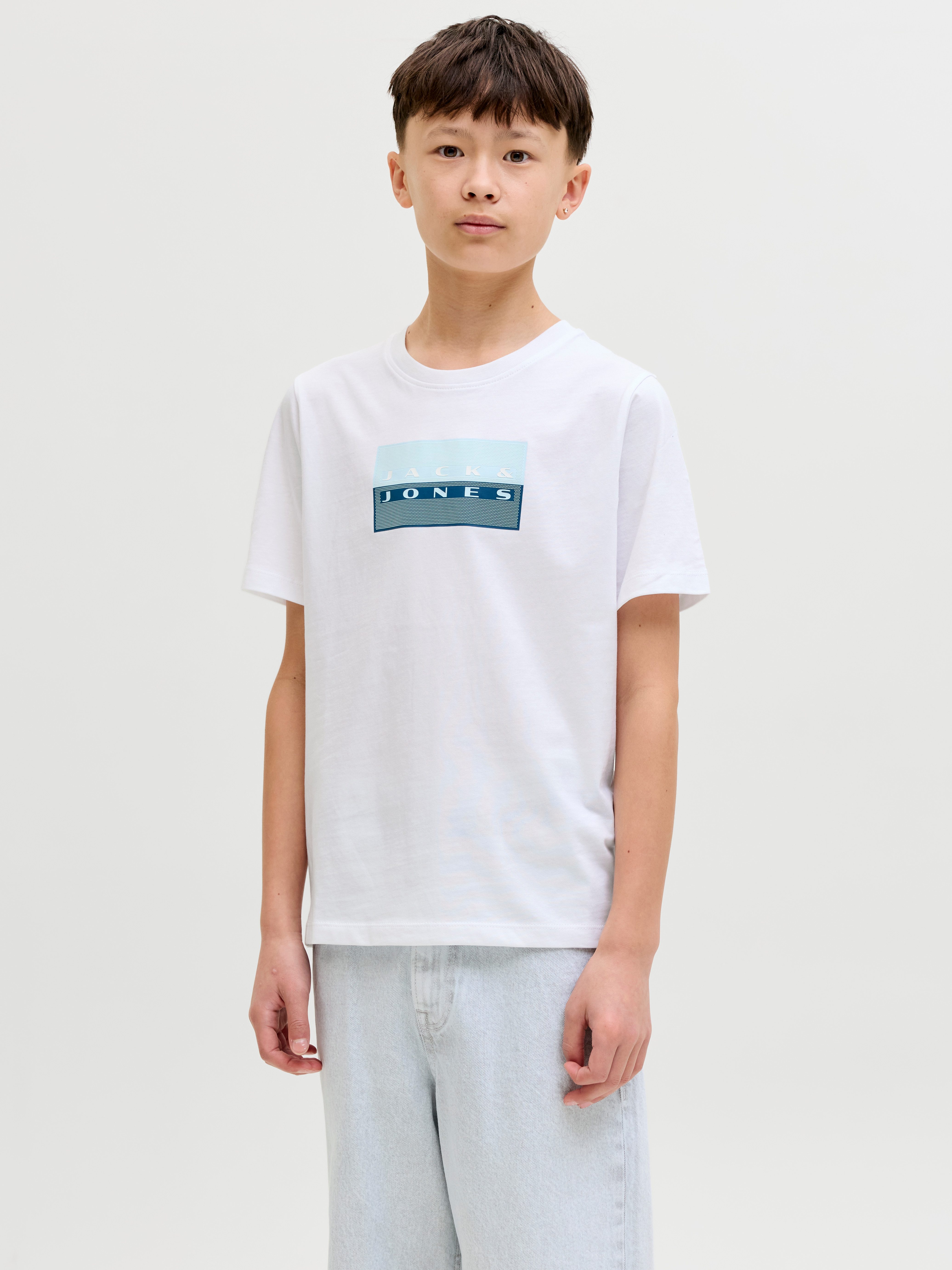 Jack & Jones Junior Rundhalsshirt JCOFUSION DOTS PRINT TEE SS CN JNR Baumwolle, normal geschnitten