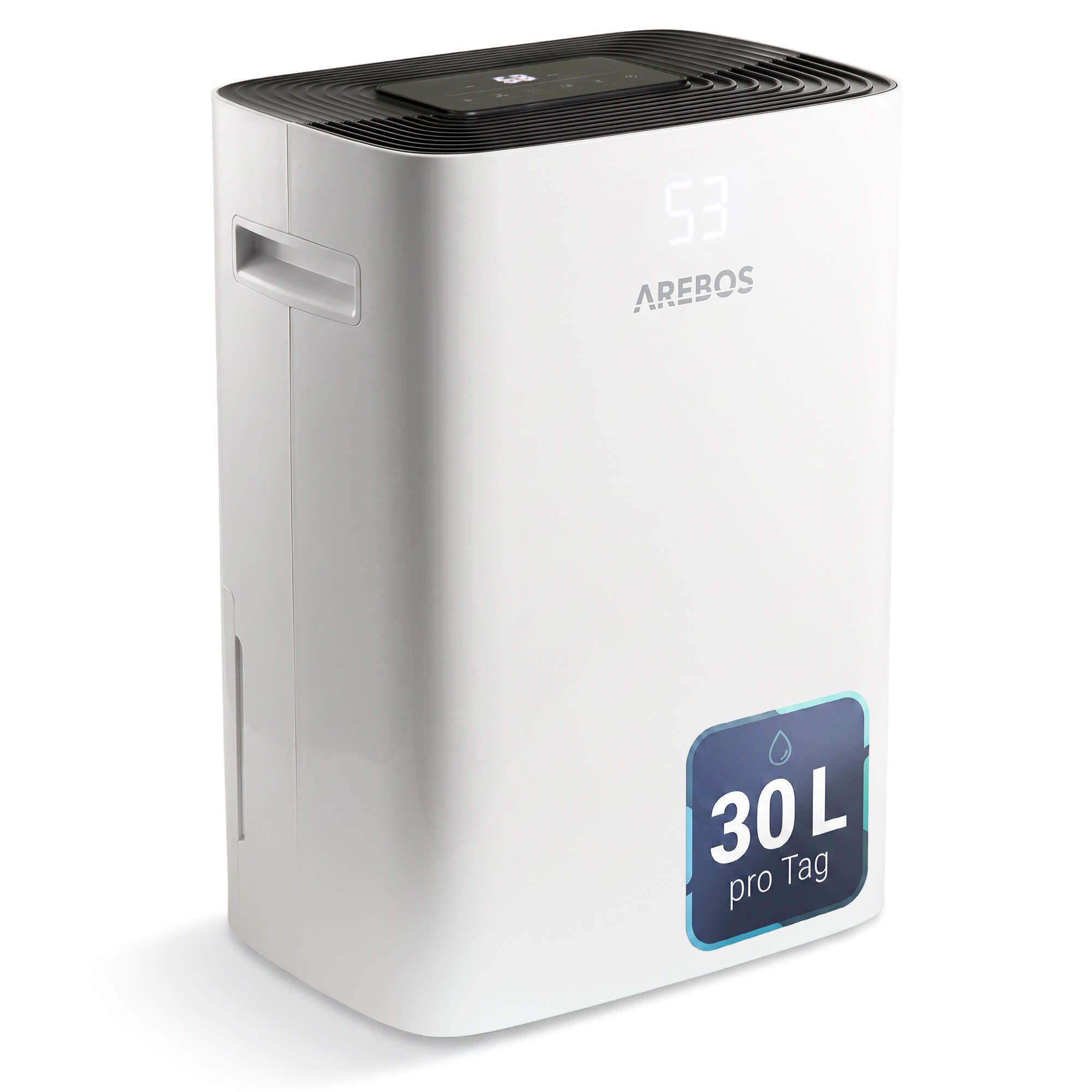 Arebos Luftentfeuchter Luftentfeuchter 30 L/24h, 4,2 L Tank, bis 37 m², Entfeuchtung 30 l/Tag, Tank 4,2 l, Wäschetrocknungsmodus, Dauerablauf, Memory-Funktion