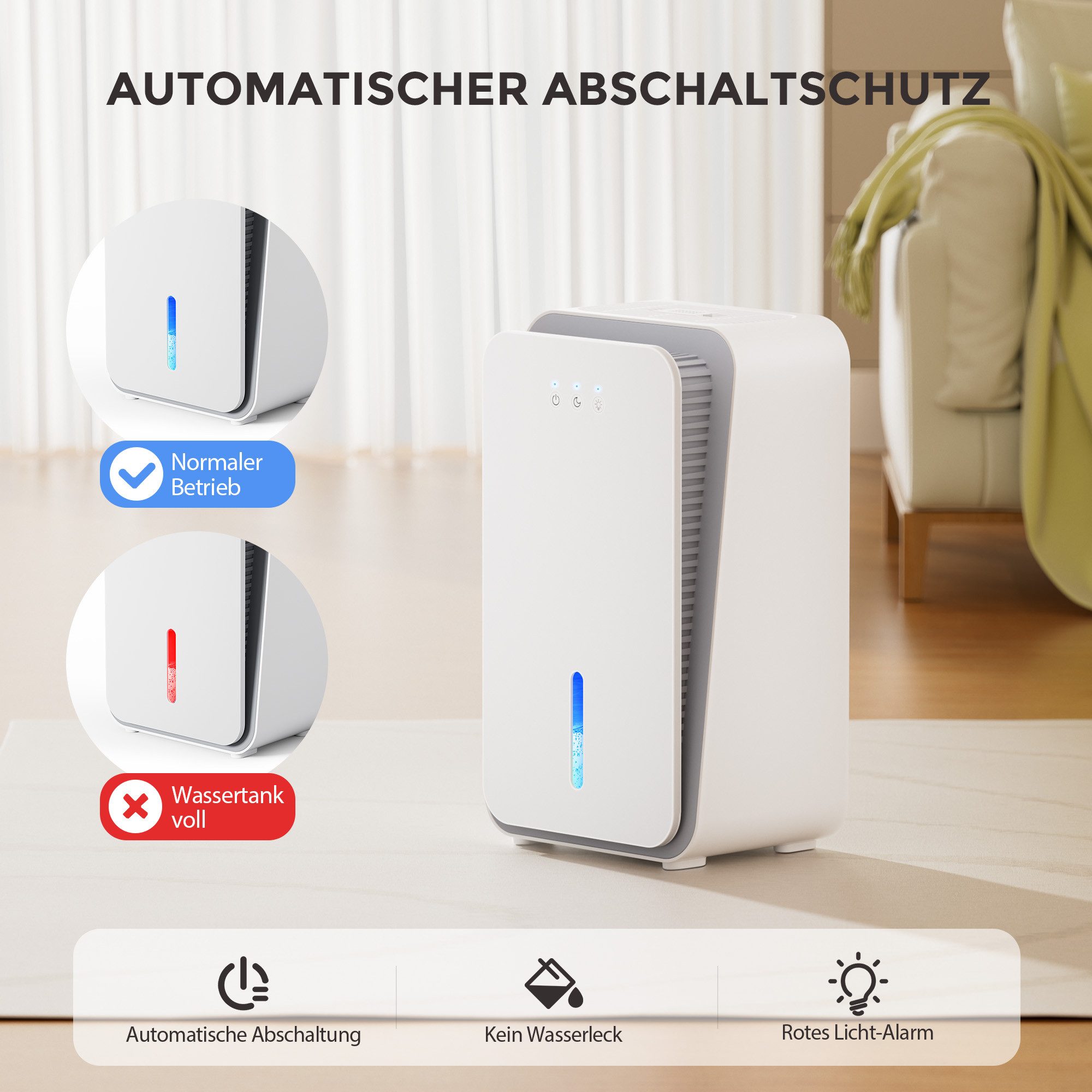 Teendow Luftentfeuchter Luftentfeuchter mit LED-Licht, 2.5 L tank, 1.1L/tag günstig online kaufen