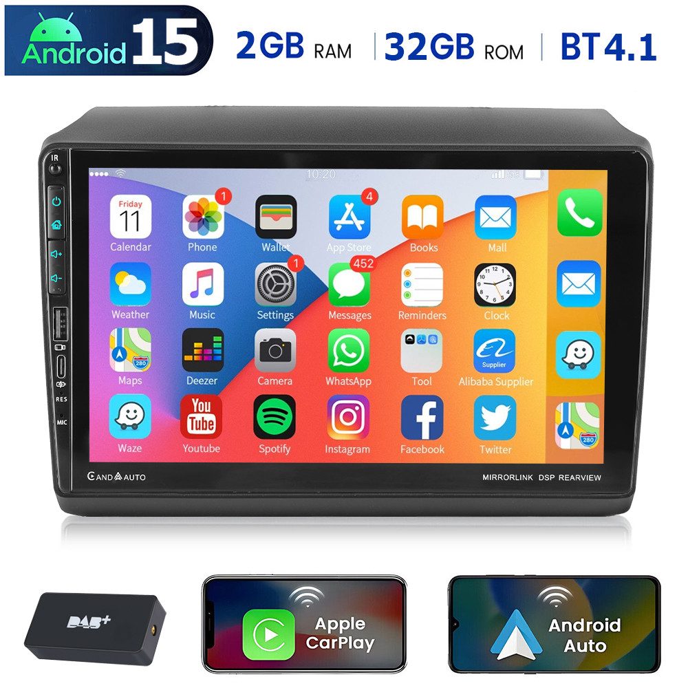 ESSGOO DAB+ Android 15 Für Citroen Jumper Fiat Ducato Peugeot Boxer Carplay Autoradio (RDS, 4+64GB(optional), DAB (optional), FM, AM, DAB+ (optional), Carplay Android Auto Bluetooth EQ USB GPS Navi WIFI Touchscreen)