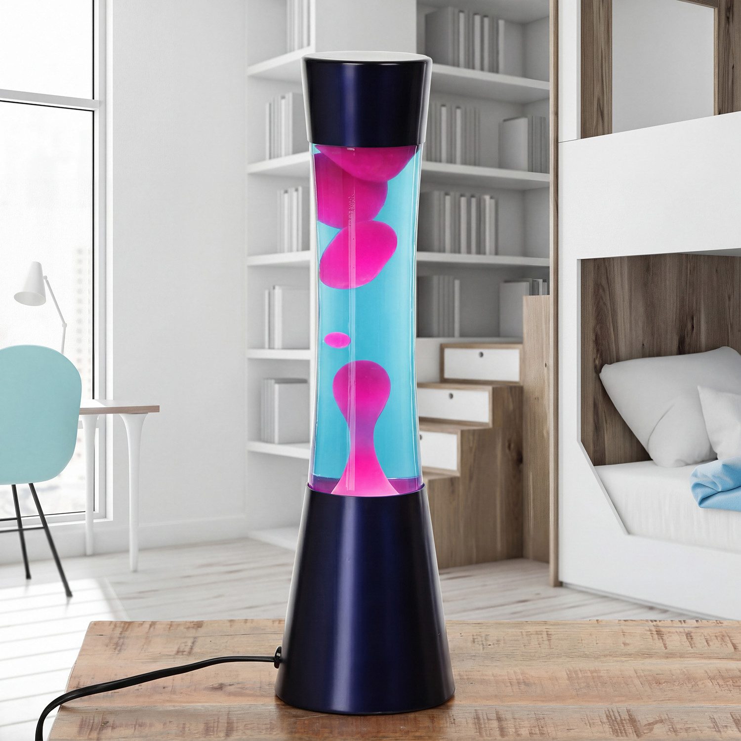 Licht-Erlebnisse Lavalampe RINGO, Warmweiß, Retro Lampe Blau Pink inkl. G9 Leuchtmittel Tischleuchte