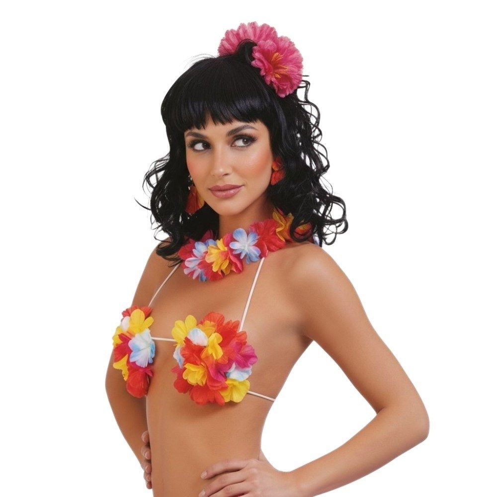 Kostüm Hawaii Flower BH zum Südsee Kostüm, Bunt
