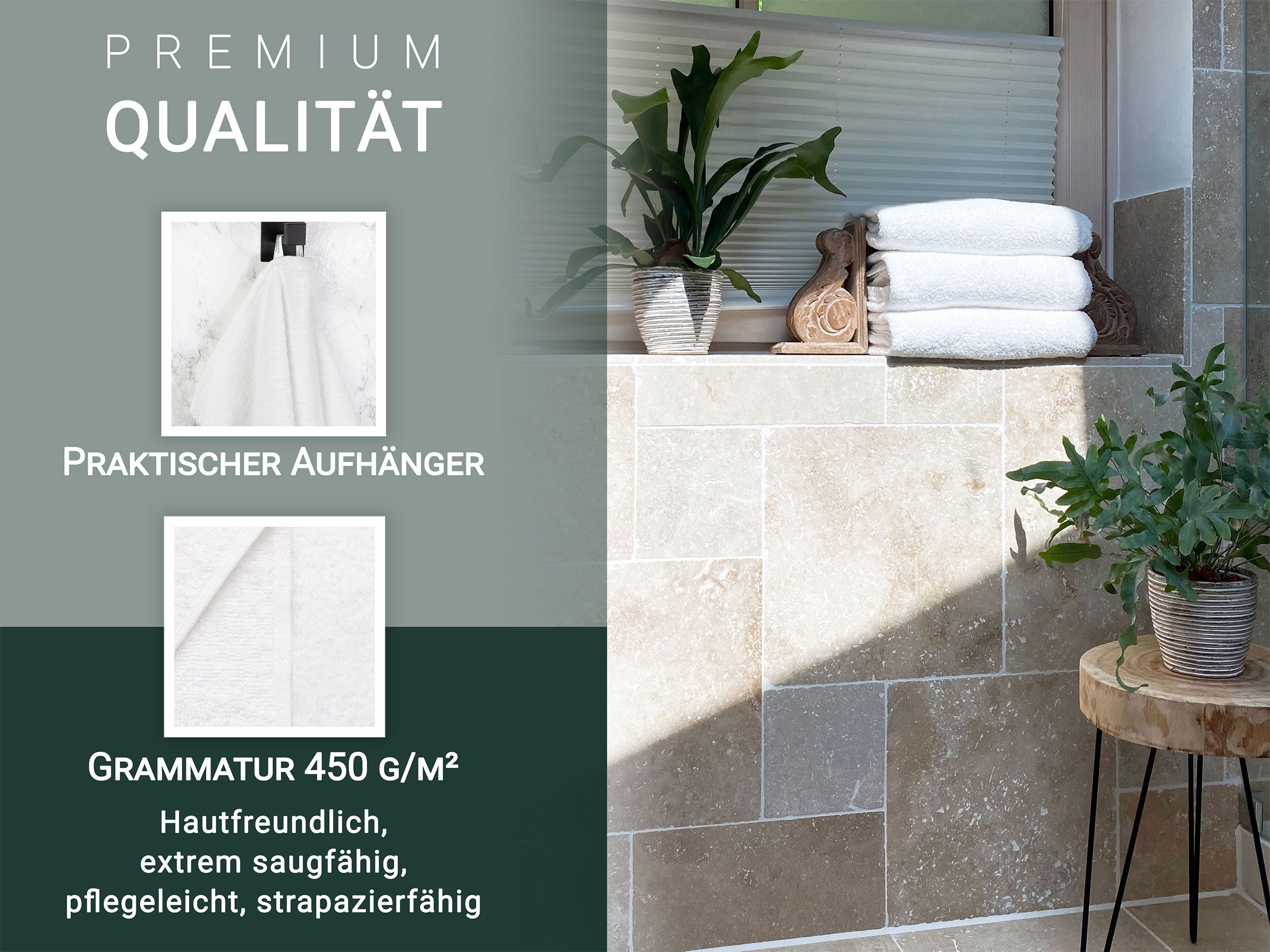 ZOLLNER Badetücher, Walkfrottier (5-St), 100 x 150 cm, 100% Baumwolle, vom Hotelwäschespezalisten