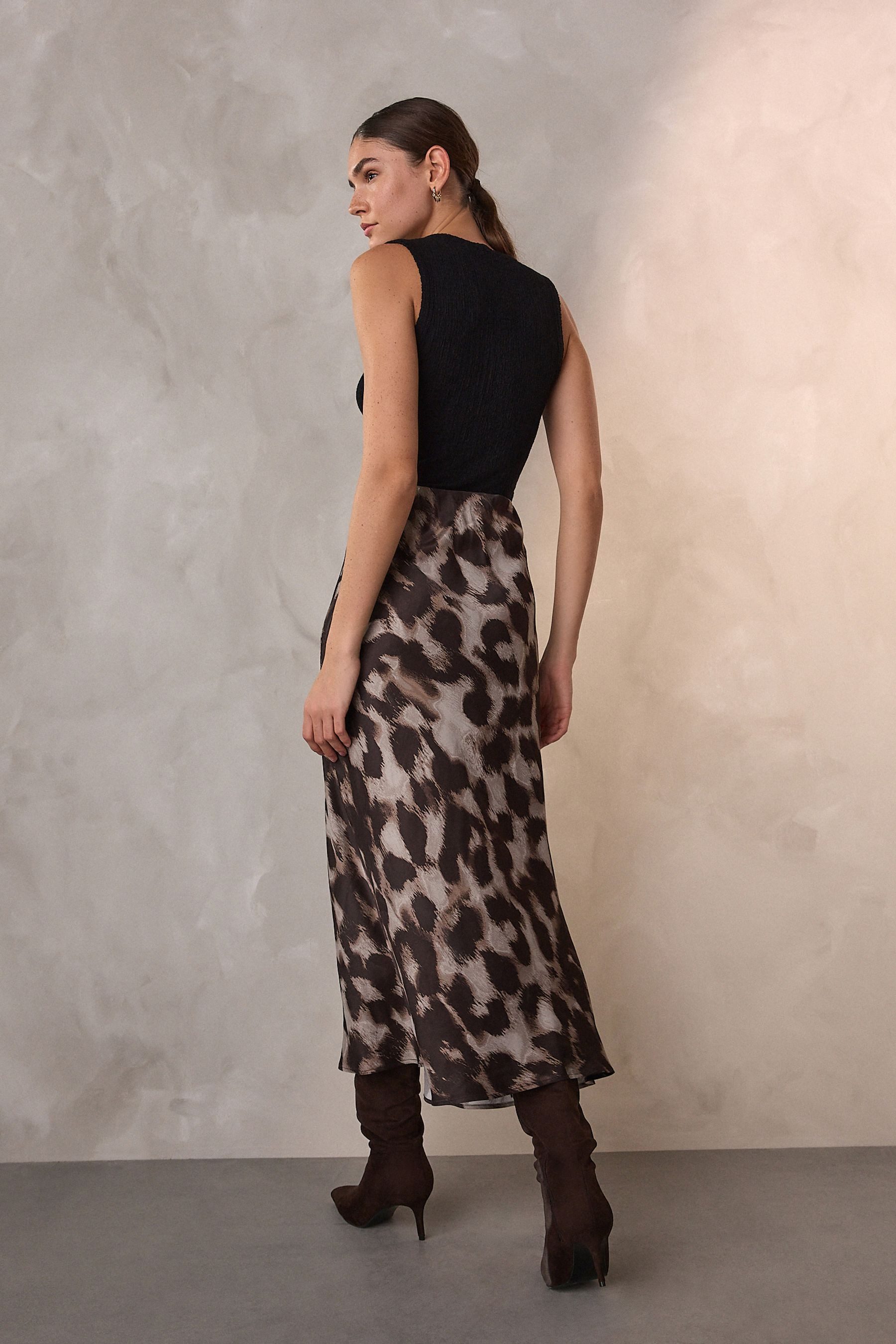 Next Midirock Gemusterter Midirock aus Satin (1-tlg) günstig online kaufen