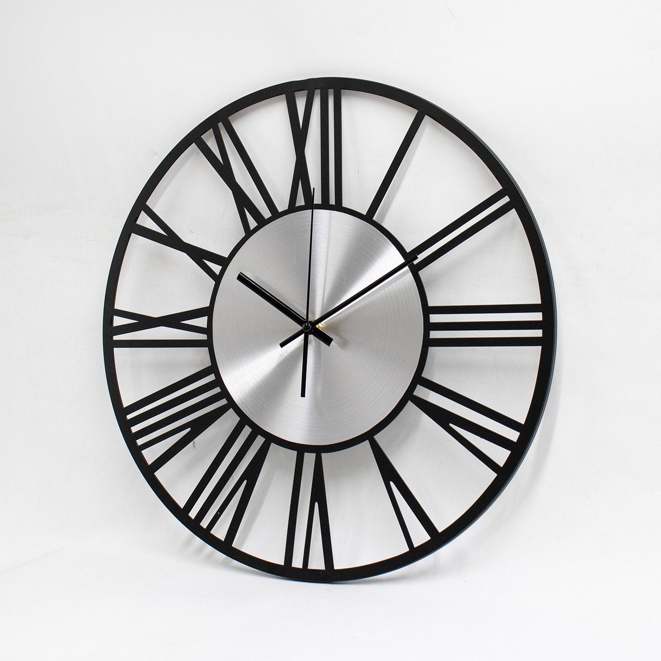 K&L Wall Art Wanduhr industrielle Metalluhr ohne Tick-Geräusche Silber Opti günstig online kaufen