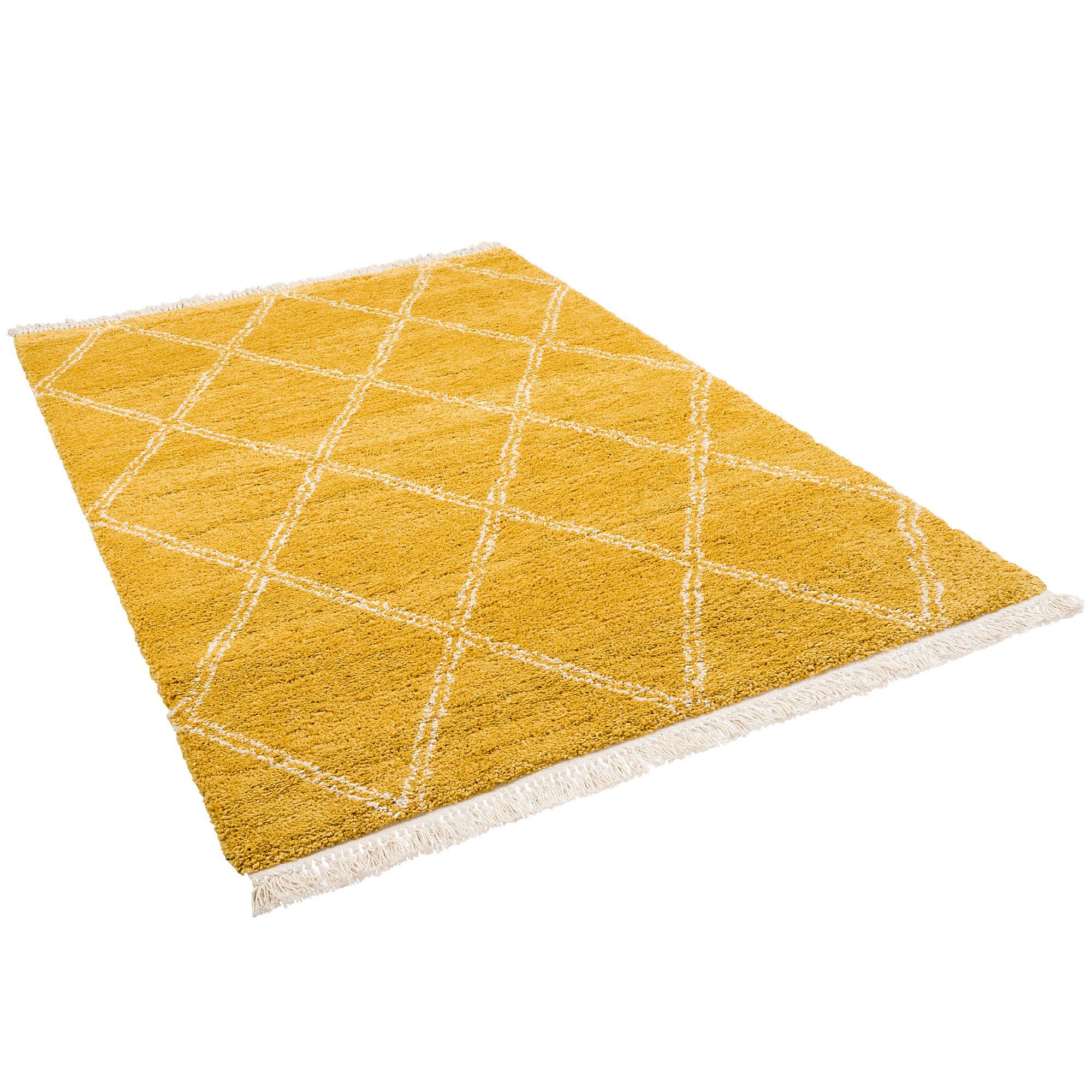 Pergamon Hochflor-Teppich Hochflor Langflor Shaggy Teppich Boho Rauten, Rechteckig, Höhe: 35 mm – Bild 5 von 5