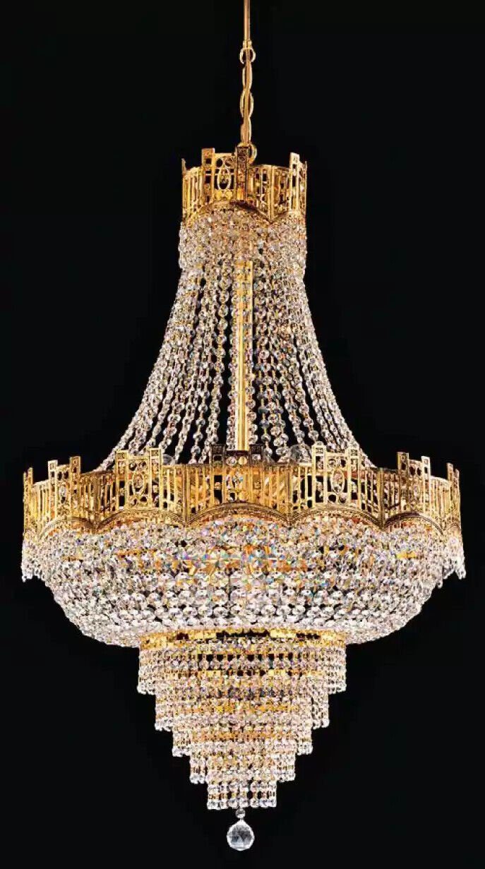 JVmoebel Deckenleuchte Kronleuchter Deckenleuchter Deckenlampe Kristall Europa Made Lampe, Gold in Lüster