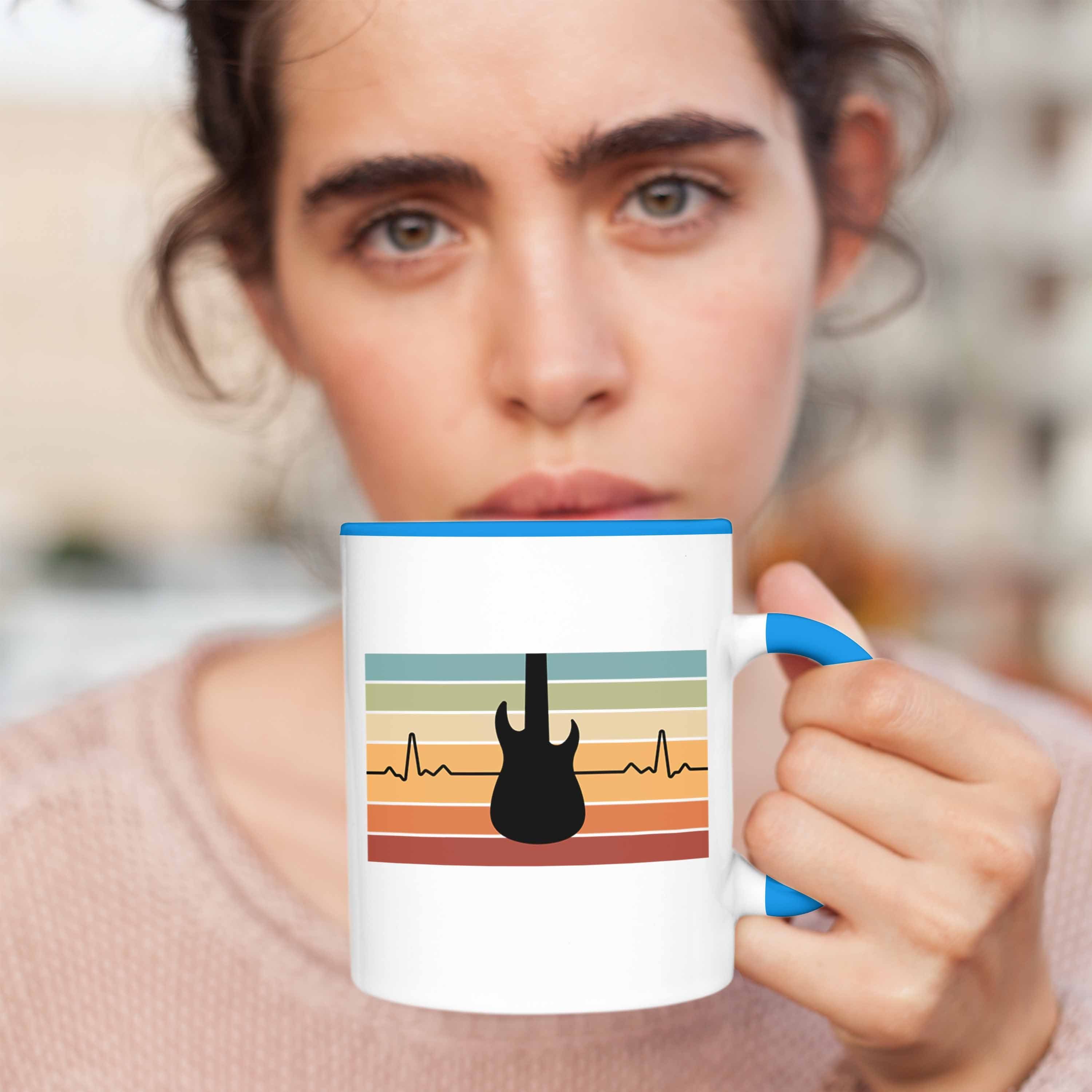 Gitarre Gitarristen Gitarrist Frauen Tasse Blau Gitarrenspieler Trendation Geschenk Trendation Männer Geschenke Geschenkidee Tasse -