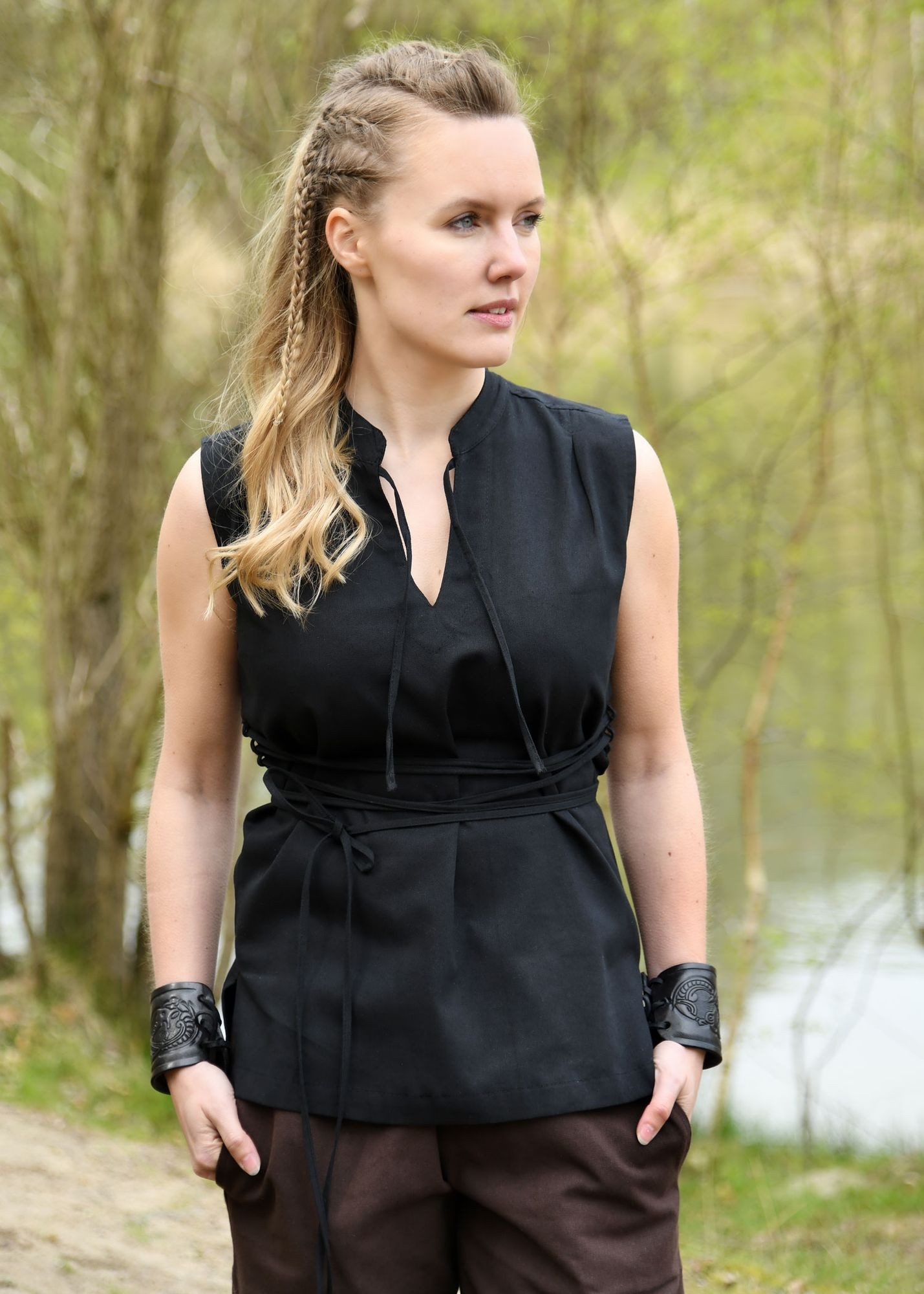 Kostüm Ärmellose Mittelalter-Bluse Levke, schwarz, Gr. M