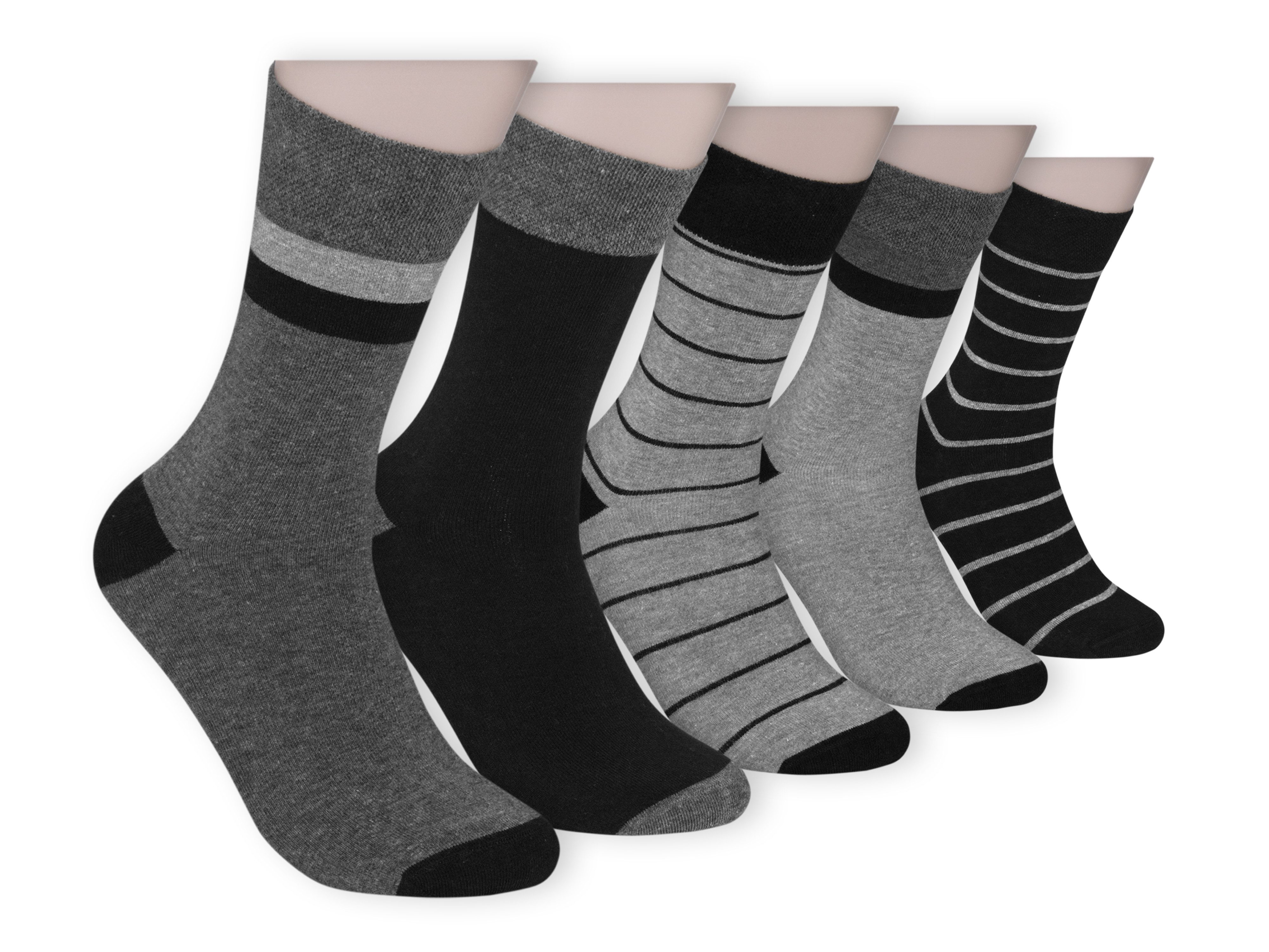 Die Sockenbude Basicsocken MONOCHROM (Bund, 5-Paar, grau schwarz) gekettelte Fußspitze