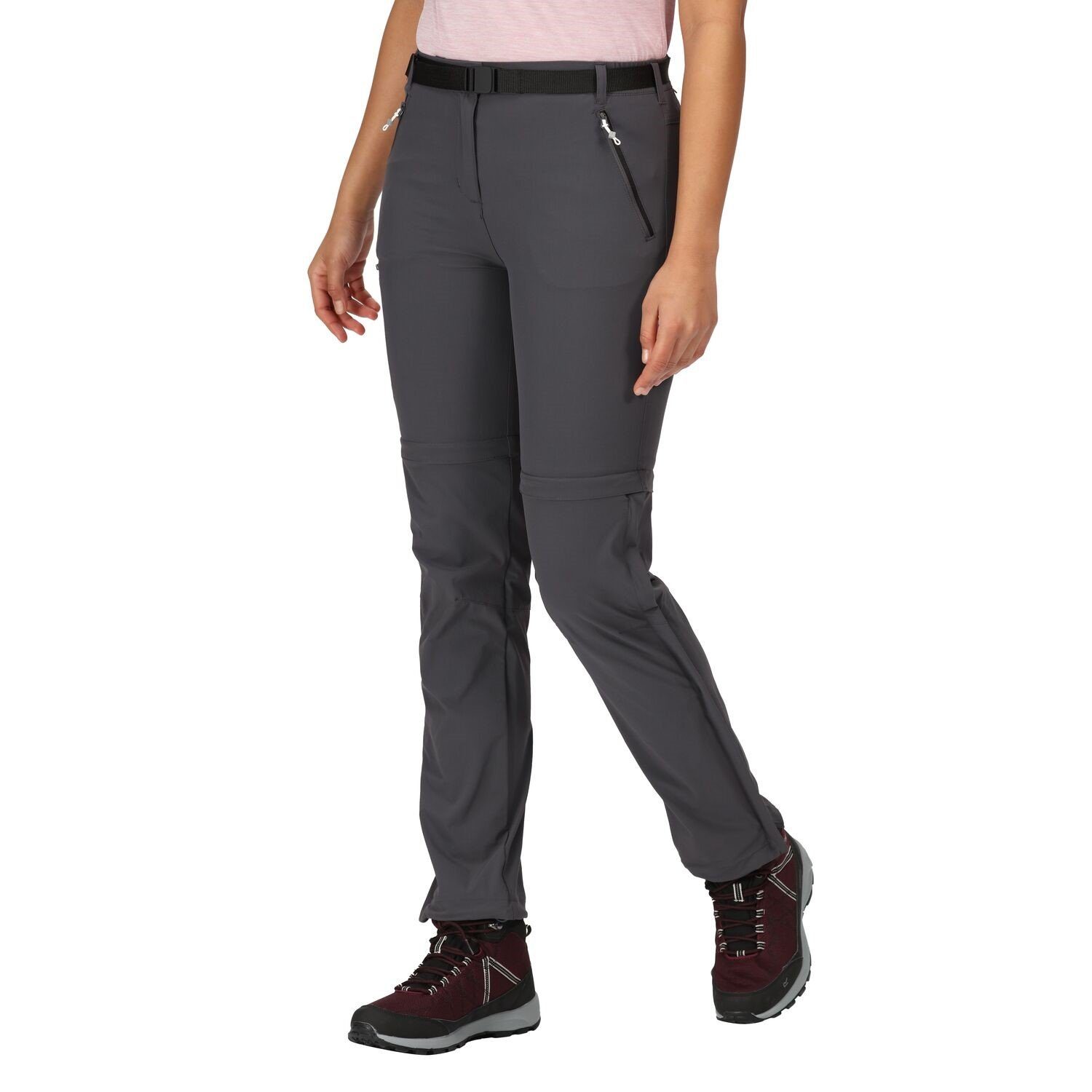 Regatta Outdoorhose (0-tlg) Off Xert Trousers Kurzgröße in Zip Stretch Grau III