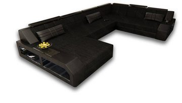 Sofa Dreams Wohnlandschaft Stoffsofa Polstersofa Matera XXL U Form Couch Stoff Sofa, mit LED, wahlweise mit Bettfunktion als Schlafsofa, Designersofa