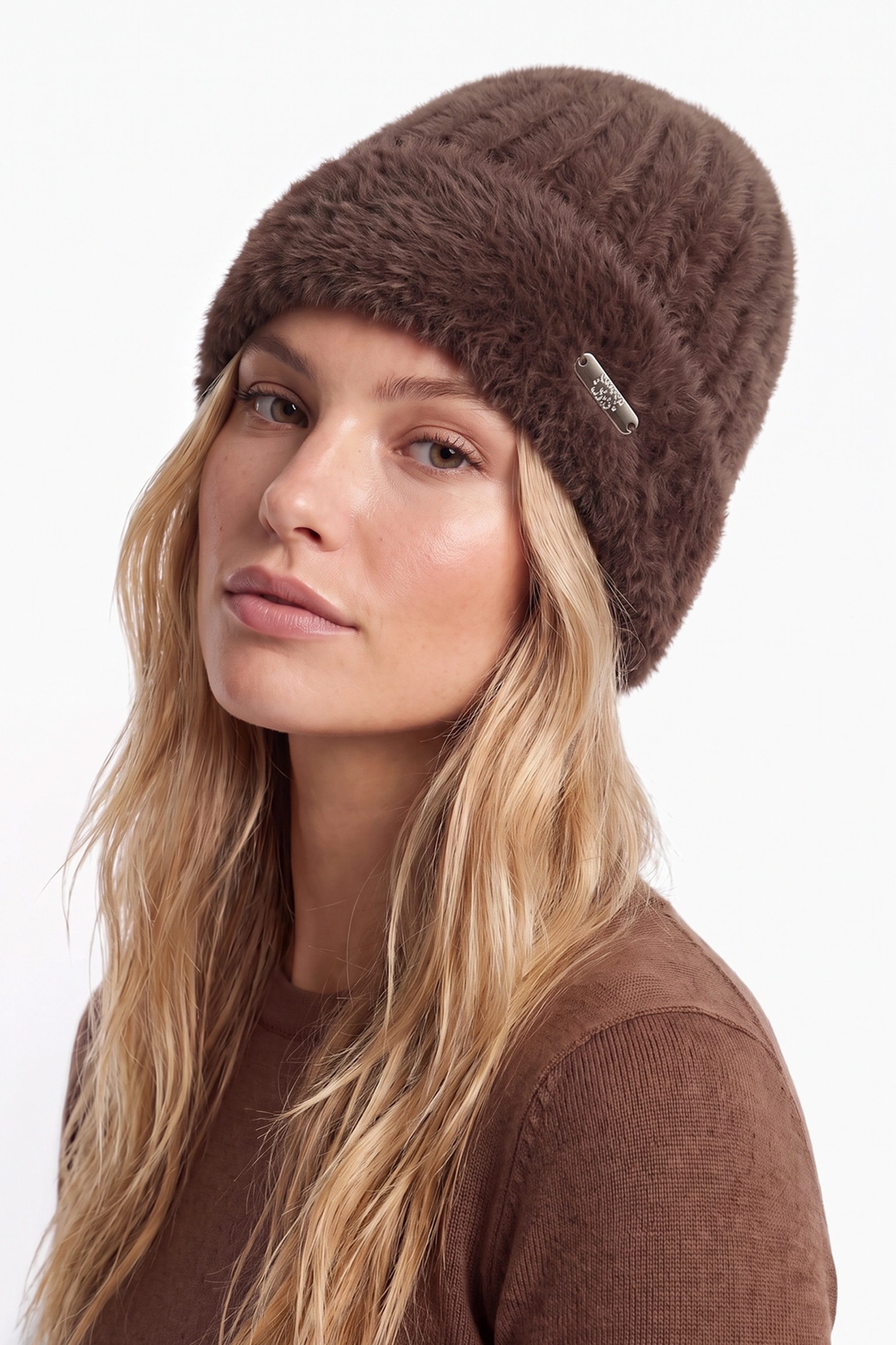 FUNK since 1776 Fellimitatmützen Flauschige Beanie-Mütze mit Brushed-Effekt und Umschlag
