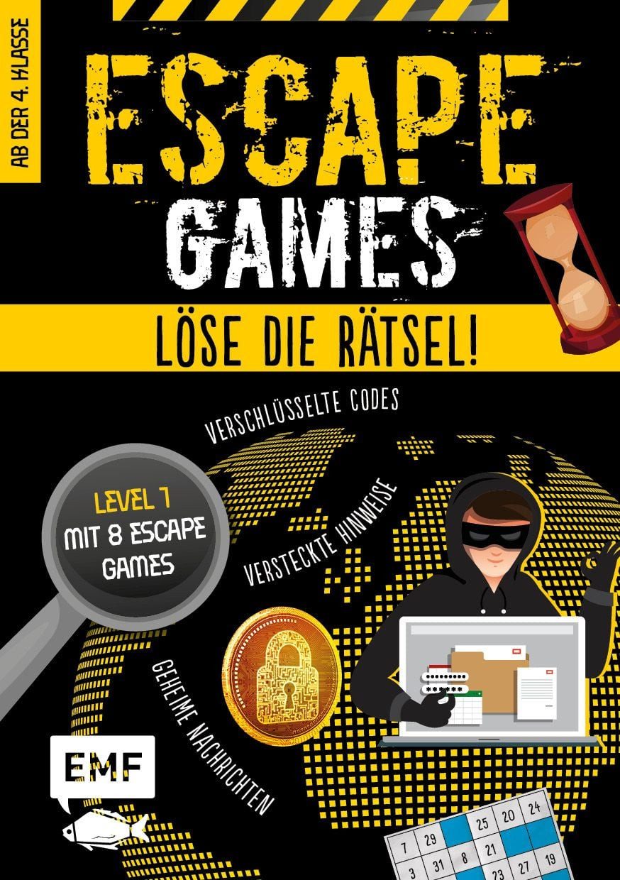 Escape Games Level 1 (gelb) – Löse die Rätsel! – 8 Escape Games ab der / Mallory Monhard, Mit verschlüsselten Codes, versteckten Hinweisen und geheimen Nachrichten