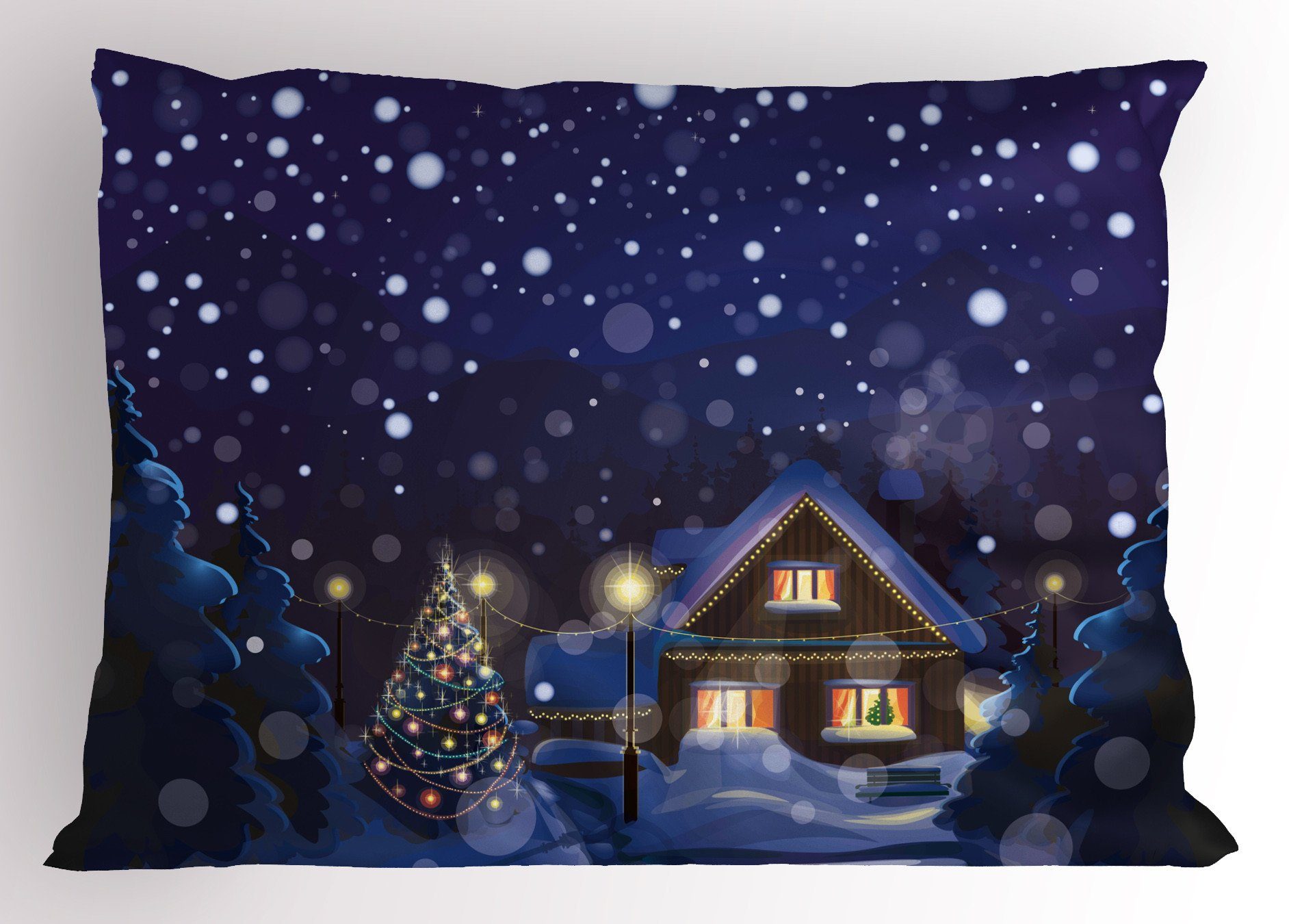 Kissenbezüge Weihnachten Size Dekorativer Winter-Nacht Stück), Kissenbezug, King Abakuhaus Standard Haus Gedruckter (1