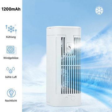 Jioson Ventilatorkombigerät Klimagerät 4-in-1 Mini Tragbarer Luftkühler Fan, Luftkühllüfter und Luftbefeuchter mit 3 Lüftergeschwindigkeiten