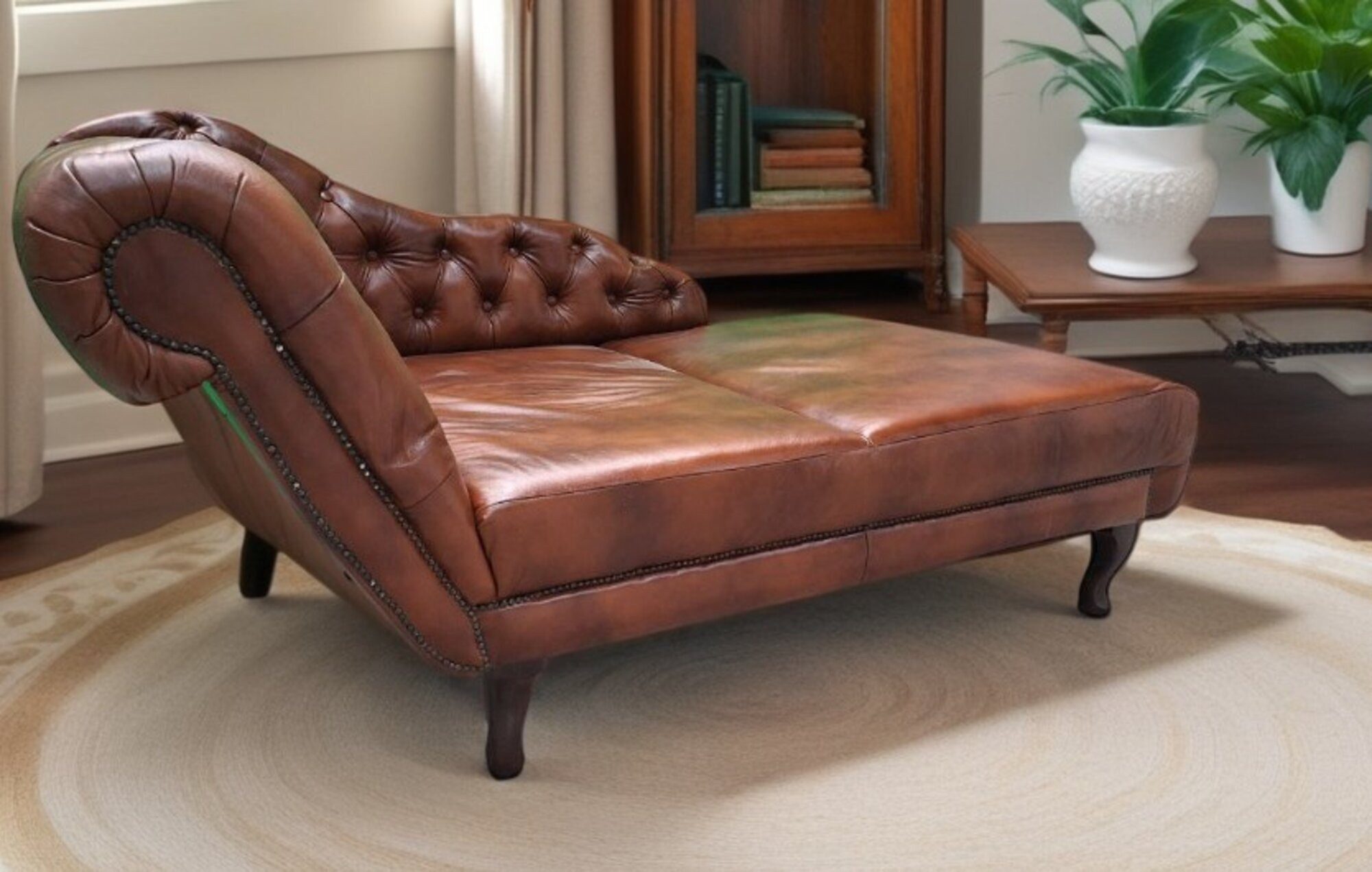 JVmoebel Chaiselongue Exklusive Chesterfield Leder-Chaiselongue stilvolle Relaxliege Sofort, Made in Europa