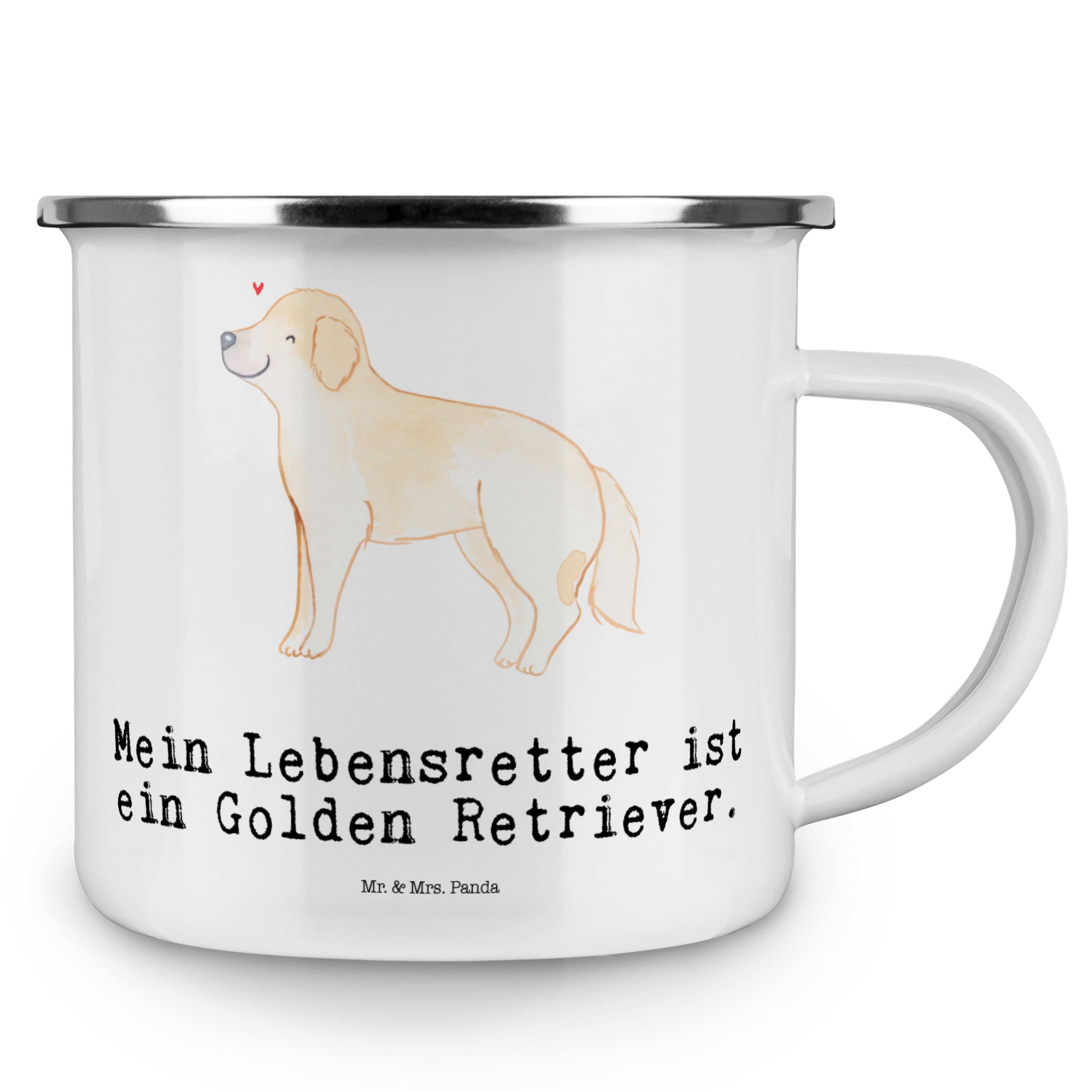 Metal, Golden Retriever - Emaille Weiß & Hundebesitzer, Mrs. Geschenk, Panda Becher Lebensretter Mr. -