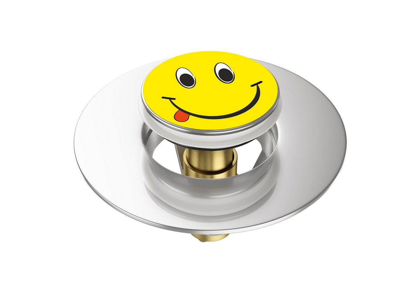 Sanilo Waschbeckenstöpsel Pop-Up Smiley, hochwertig, universell, mit Motiv, 100% wasserdicht
