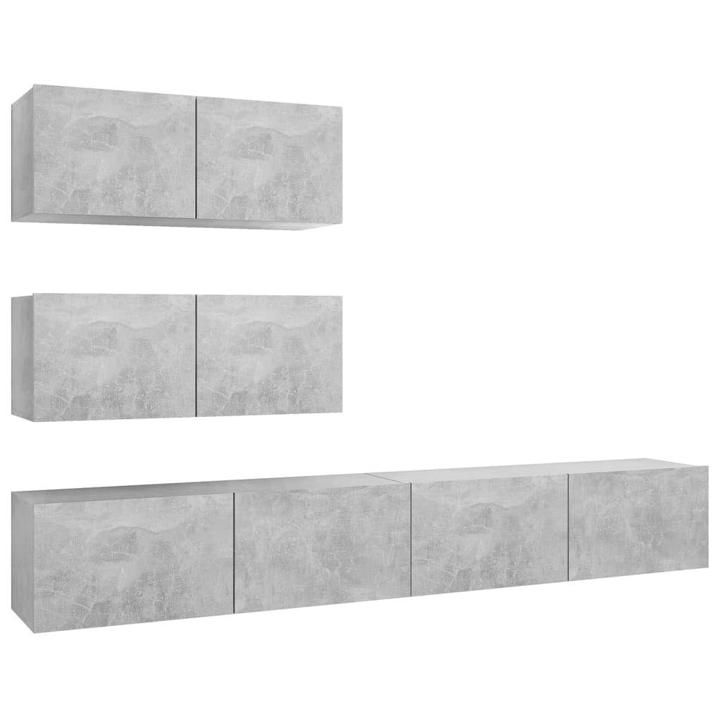vidaXL TV-Schrank 4-tlg TV-Schrank-Set Betongrau Spanplatte günstig online kaufen