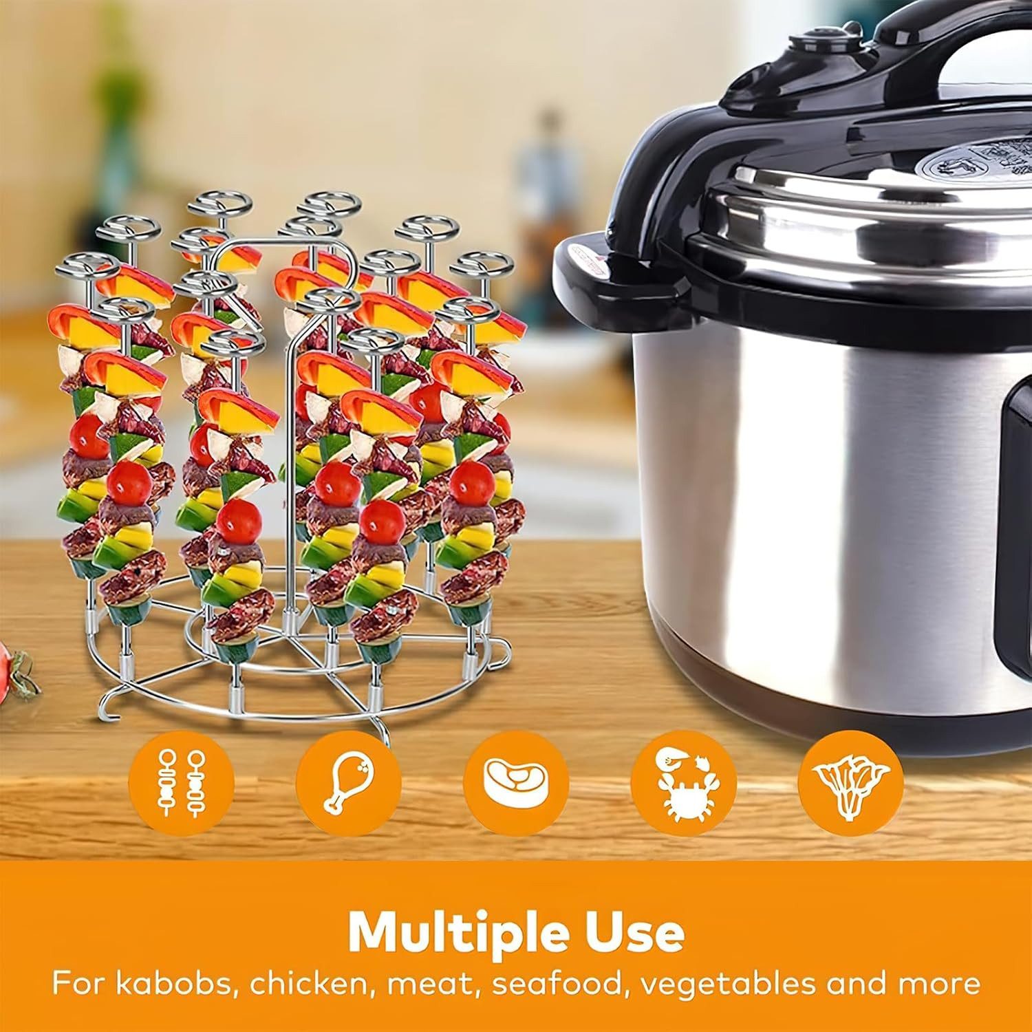 FELIXLEO Grillguthalter Air Fryer Spieße Ständer, Edelstahl Kebab Rack Grill Halter Kompatibel, (1-St) – Bild 3 von 5