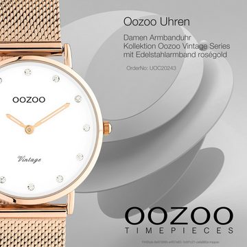OOZOO Quarzuhr Oozoo Unisex Armbanduhr roségold Analog, Damen, Herrenuhr rund, mittel (ca 32mm) Edelstahlarmband, ElegantStyle