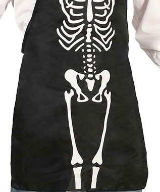 Karneval-Klamotten Kostüm Horror Herren Skelett-Schürze mit Zylinder Blutig, Männer Kostüm Halloweenschürze schwarz Karneval
