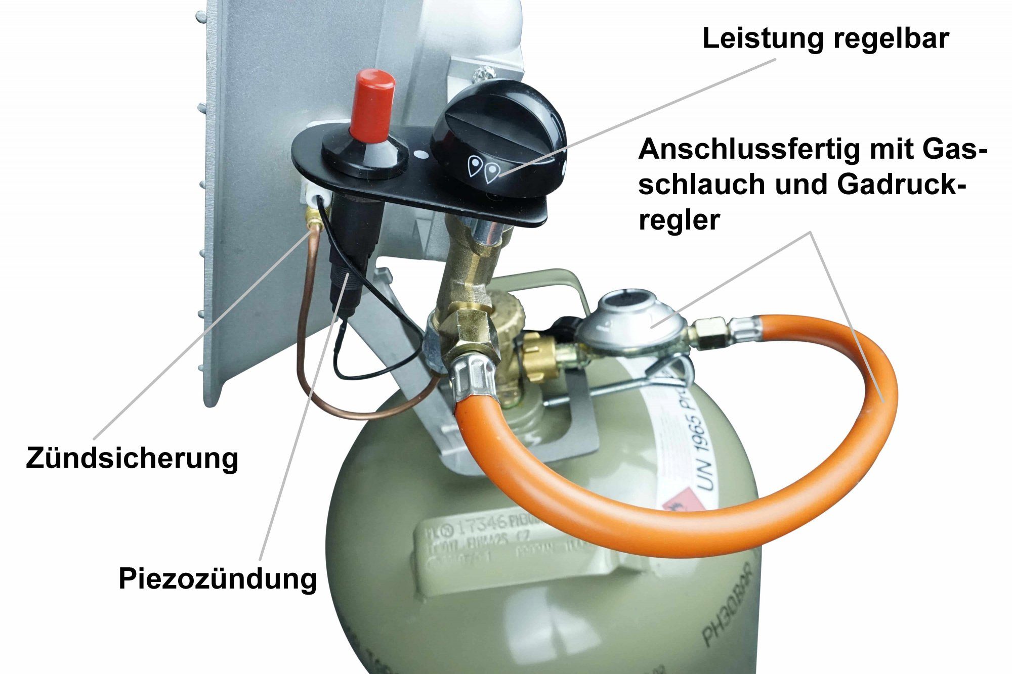 Gasflasche 4200 Heizstrahler, Infrarot + BlueCraft kg Gas-Aufsteckstrahler leer W, 5 Heizstrahler