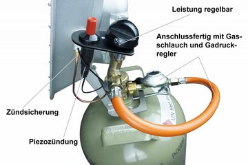 BlueCraft Heizstrahler, 4200 W, Infrarot Gas-Aufsteckstrahler Heizstrahler + Gasflasche 5 kg leer